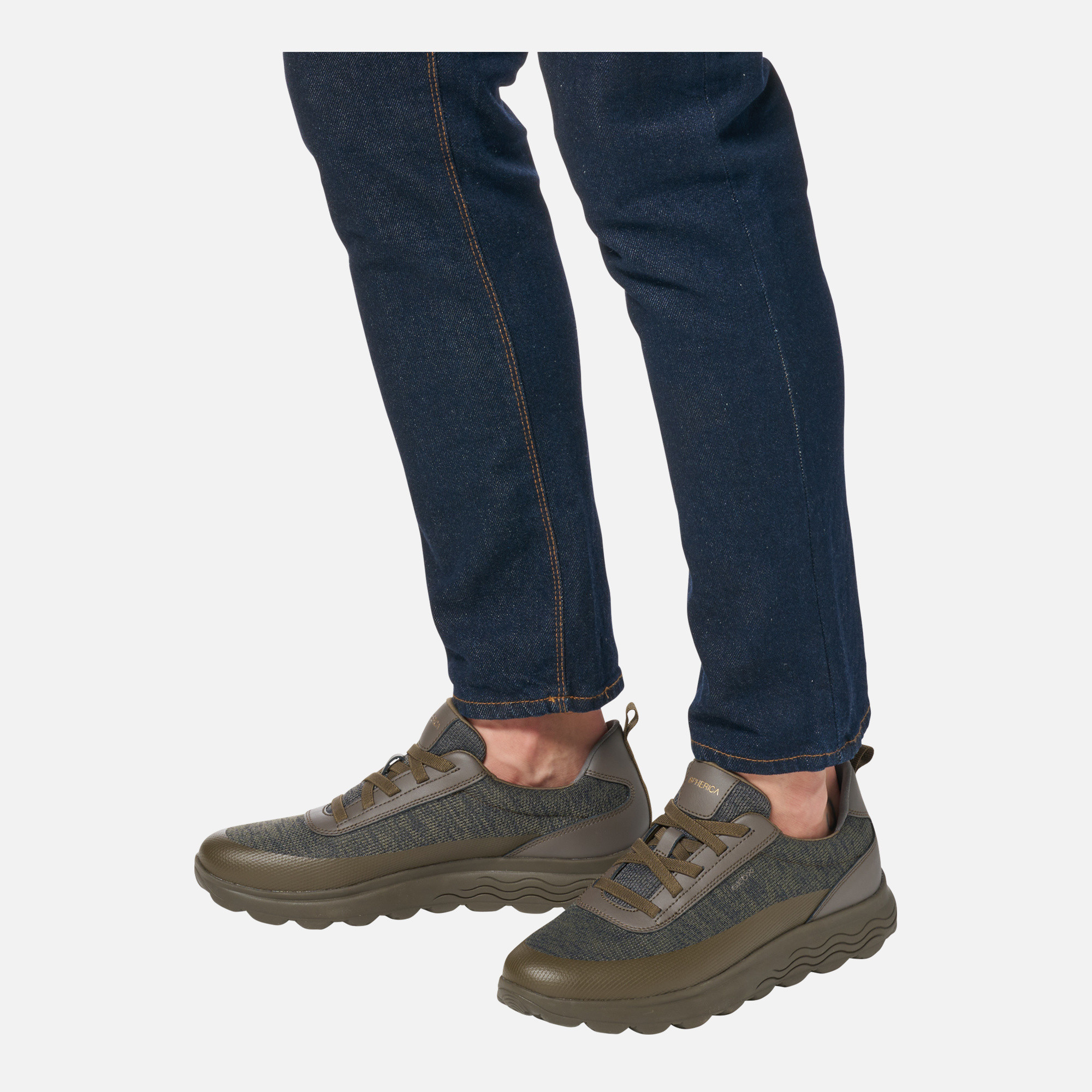 Khaki Men's Geox Spherica Sneakers - Mens