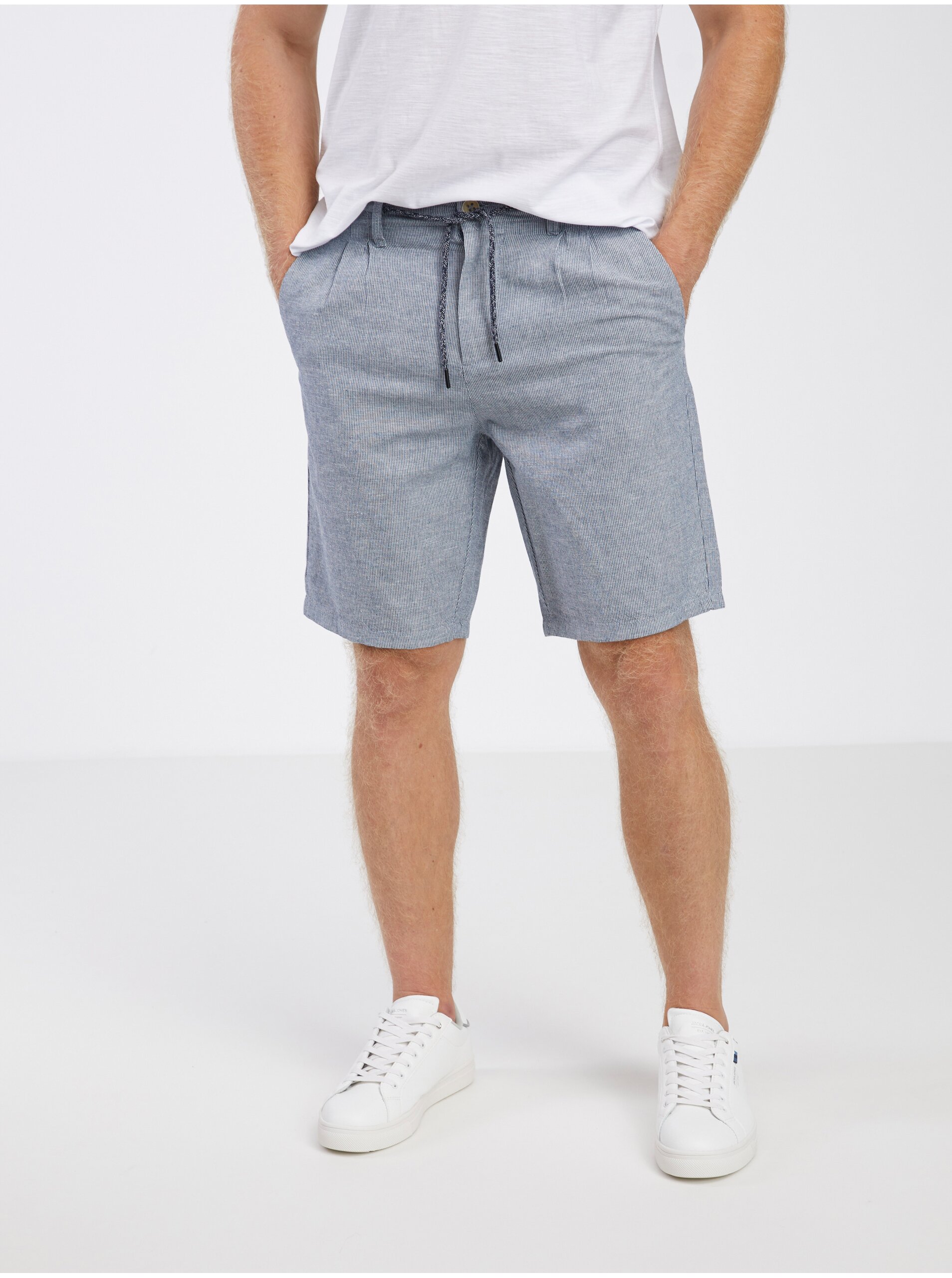 Grey-blue Men's Brindle Shorts With Linen ONLY & SONS Leo - Men