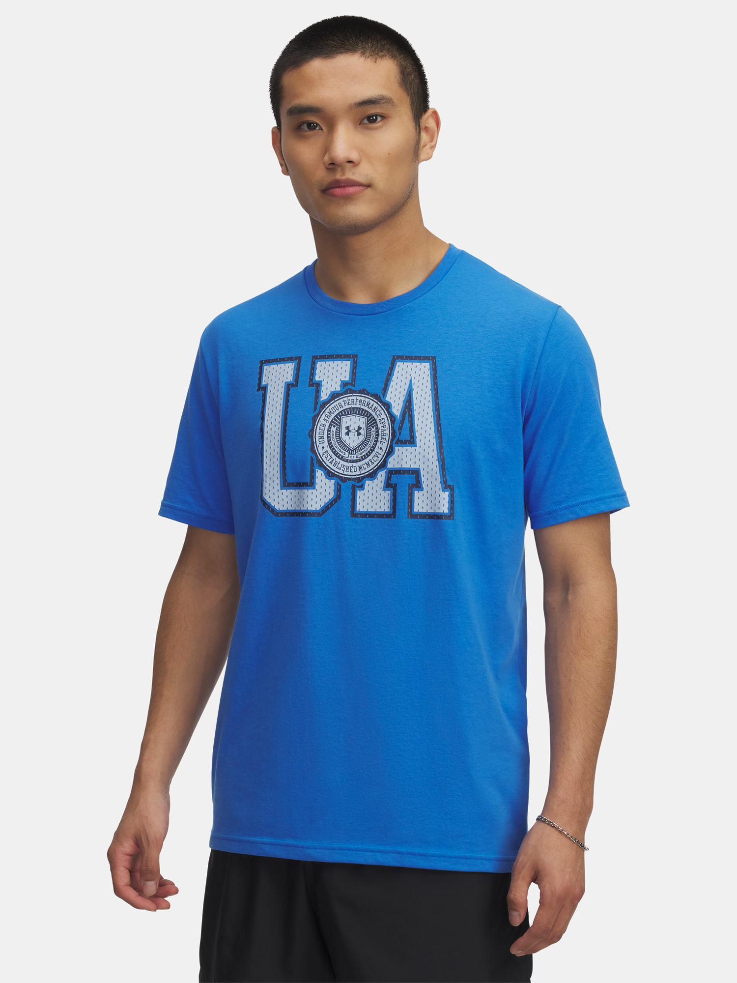 Men's Under Armour UA COLLEGE CREST LOGO SS-BLU - Men's T-Shirt