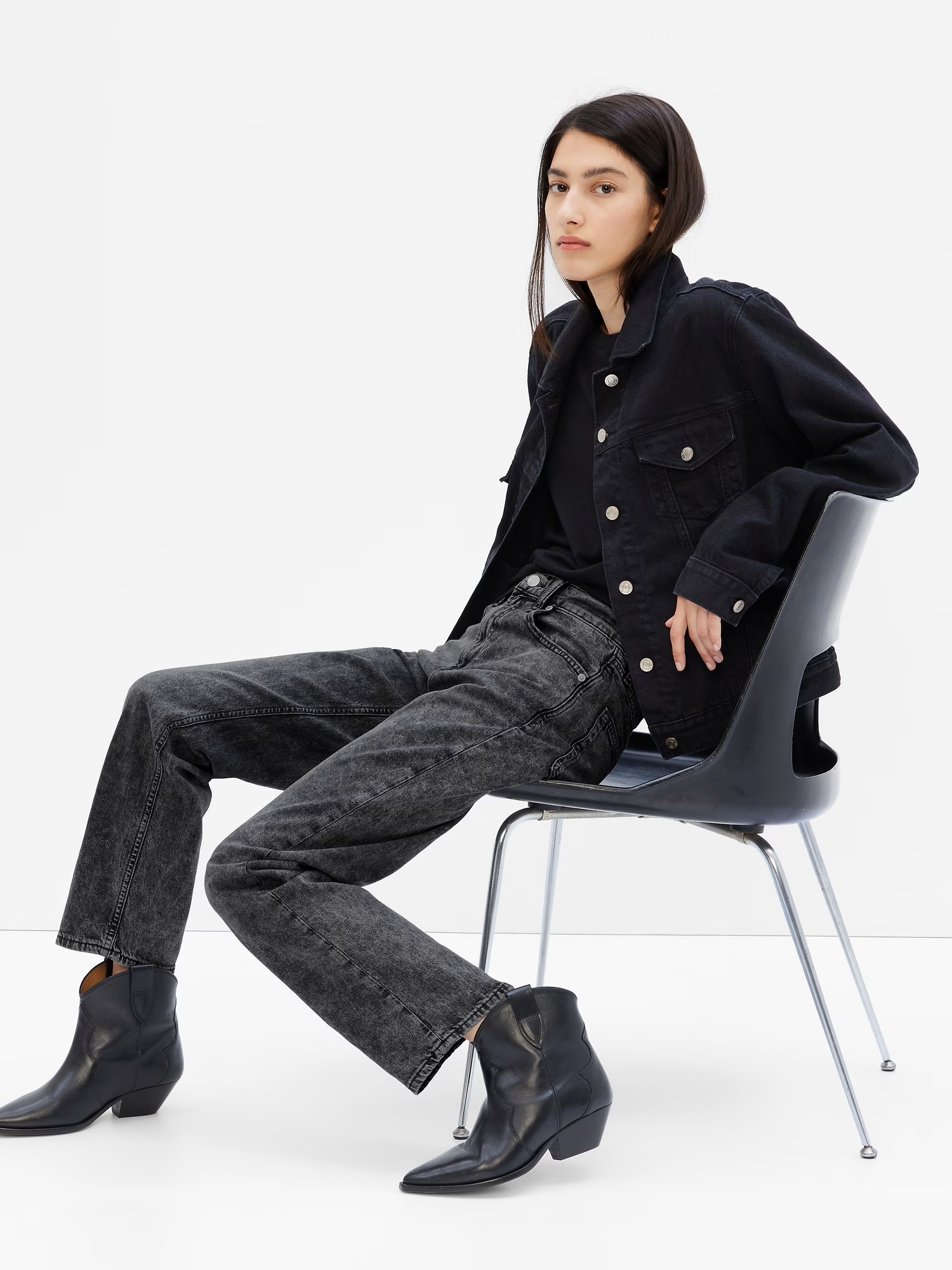 Straight fit pentru femei GAP - negru