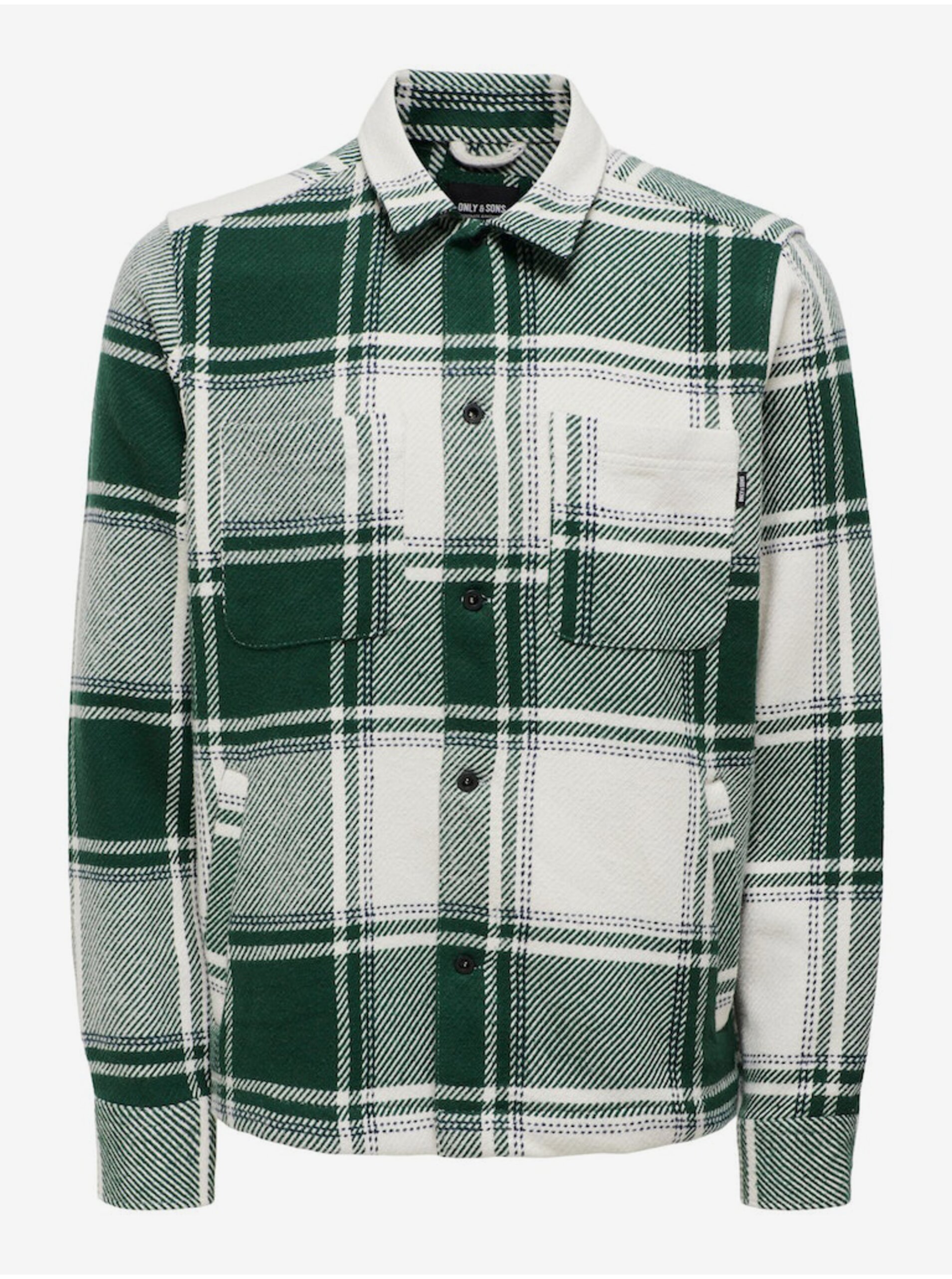 Green Men's Plaid Shirt Jacket ONLY & SONS Mace - Men