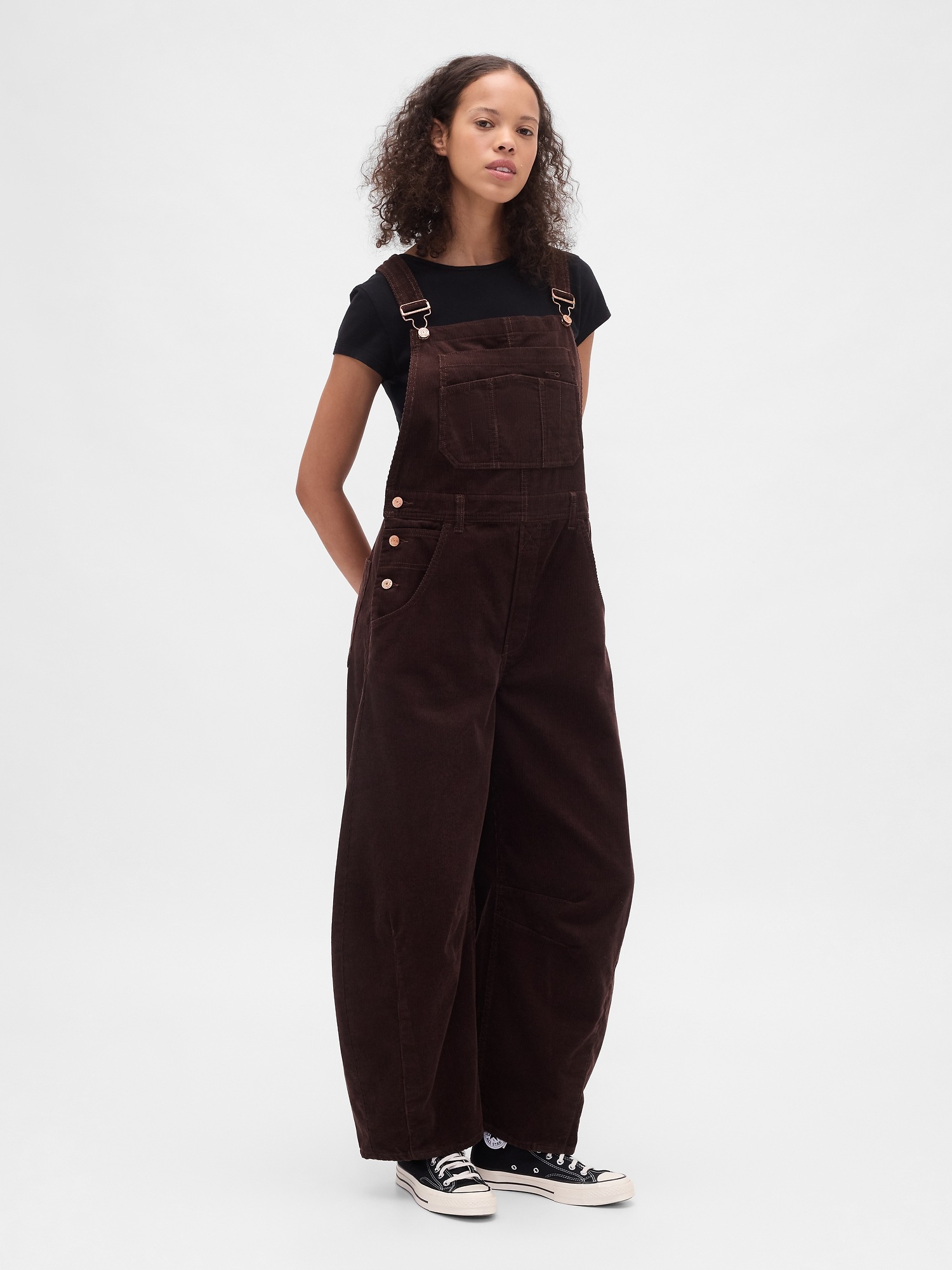 Pantaloni GAP din catifea reiată cu bretele pentru femei