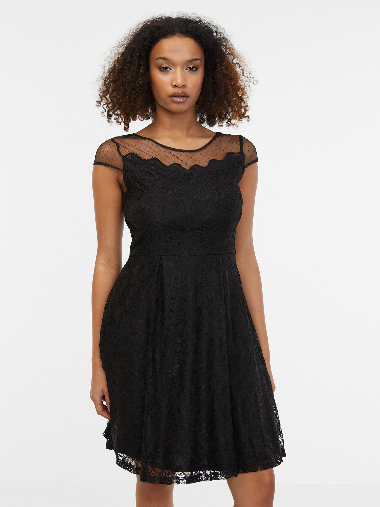 Levně Orsay Čierne dámske krajkové šaty - Dámské