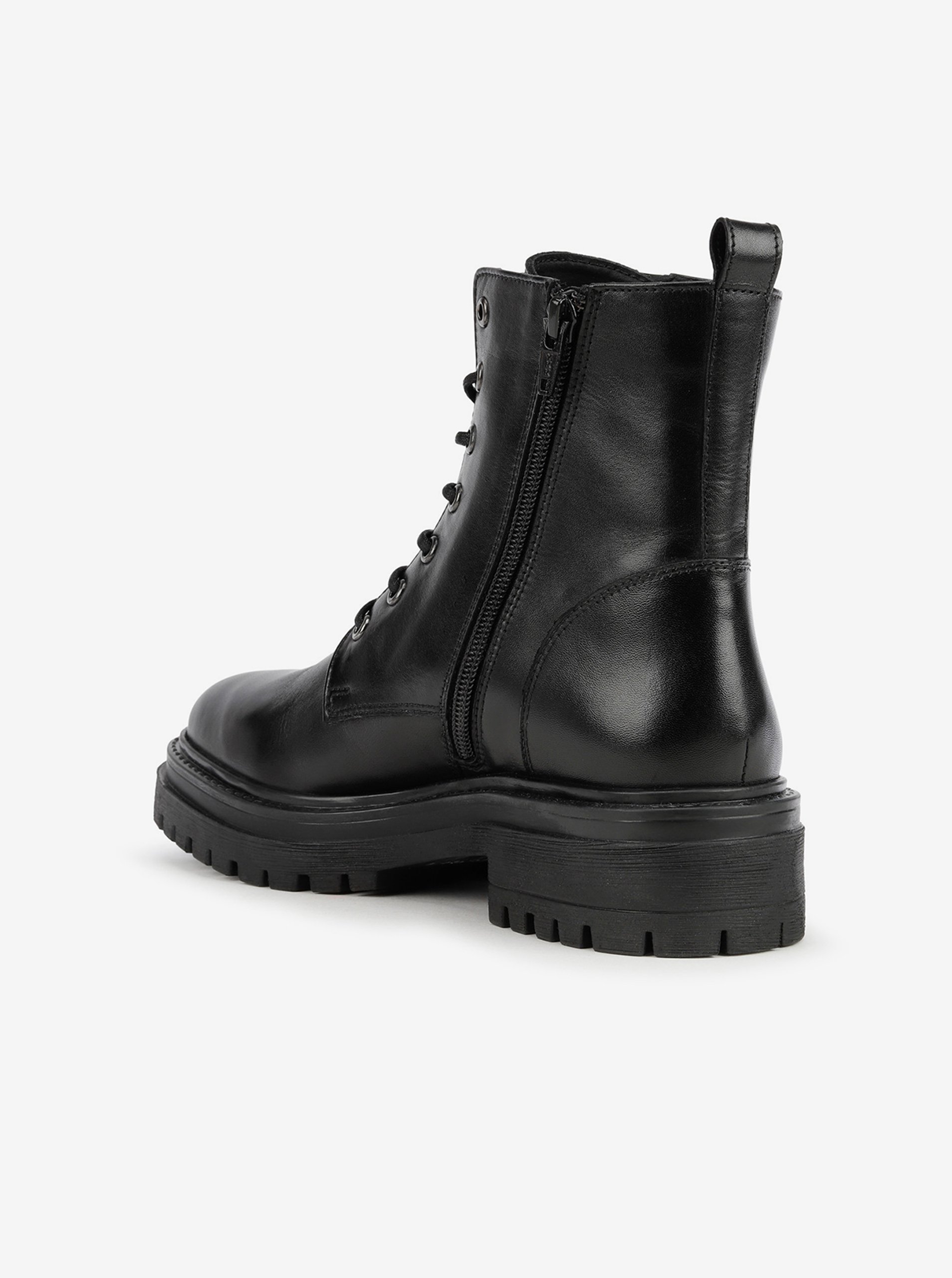 Black Women Ankle Leather Shoes Geox Iridea - Women