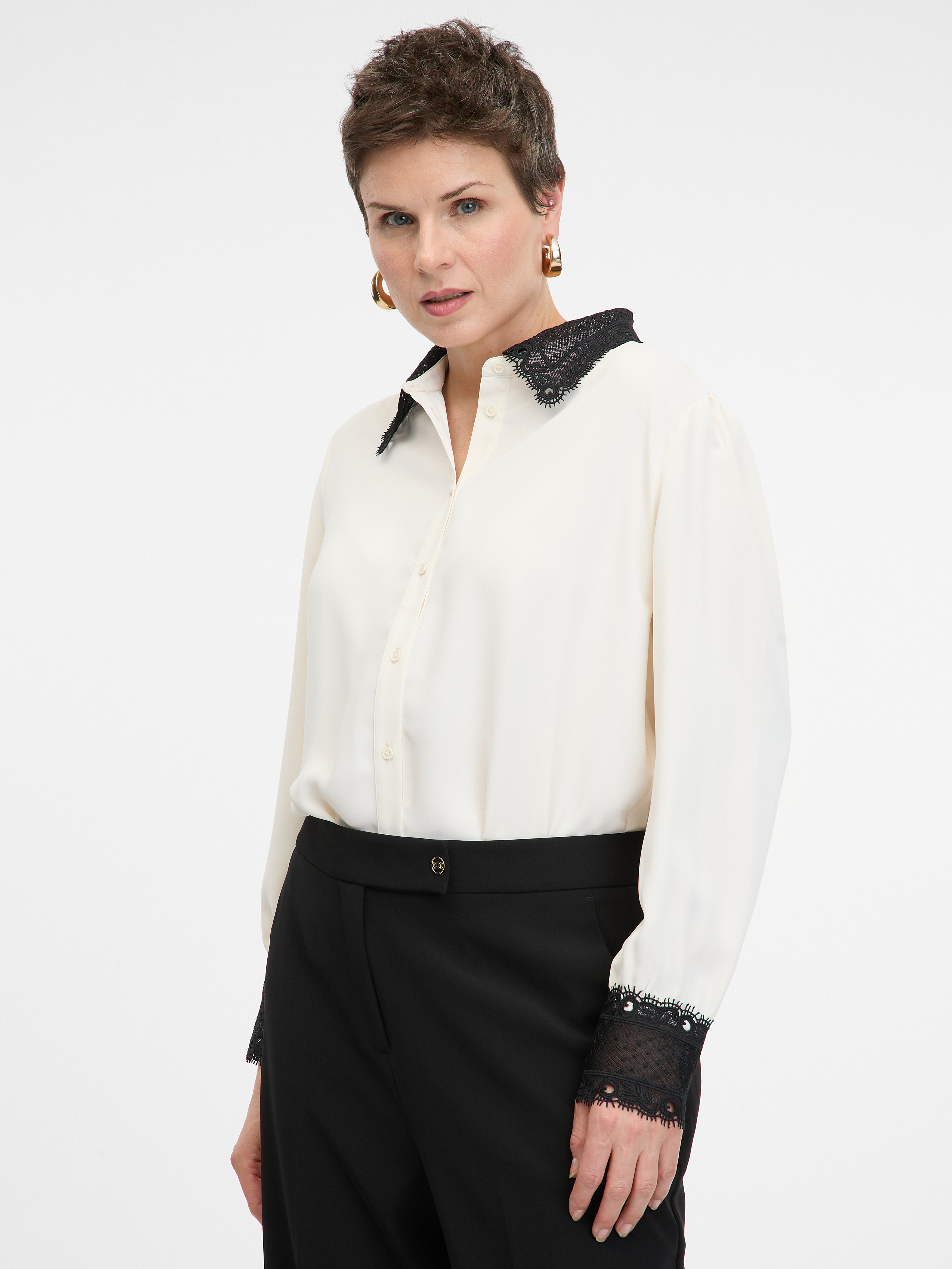 Cream women's shirt with contrasting collar ORSAY - Women's
