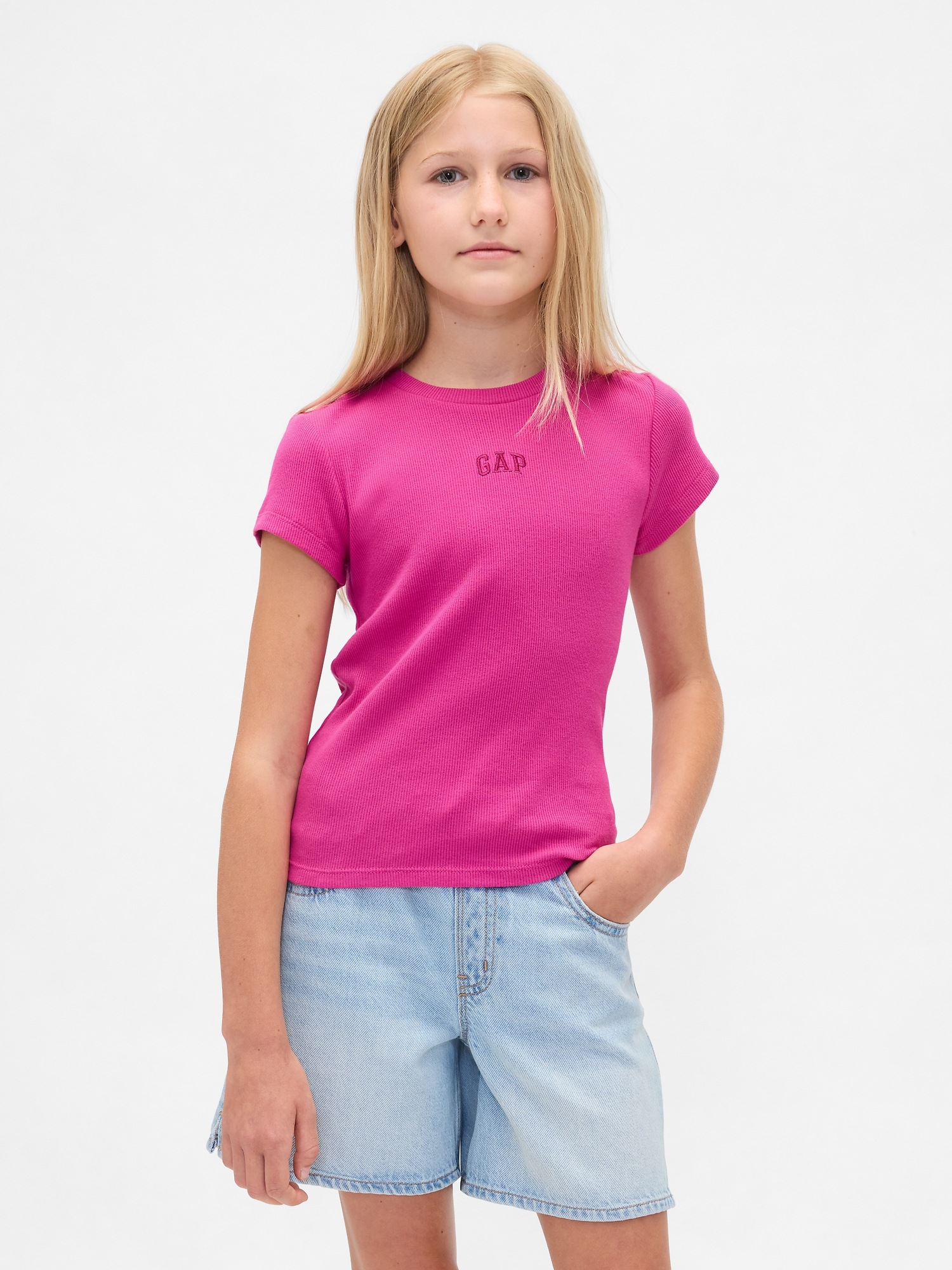 GAP Children's Ribbed T-Shirt with Logo - Girls