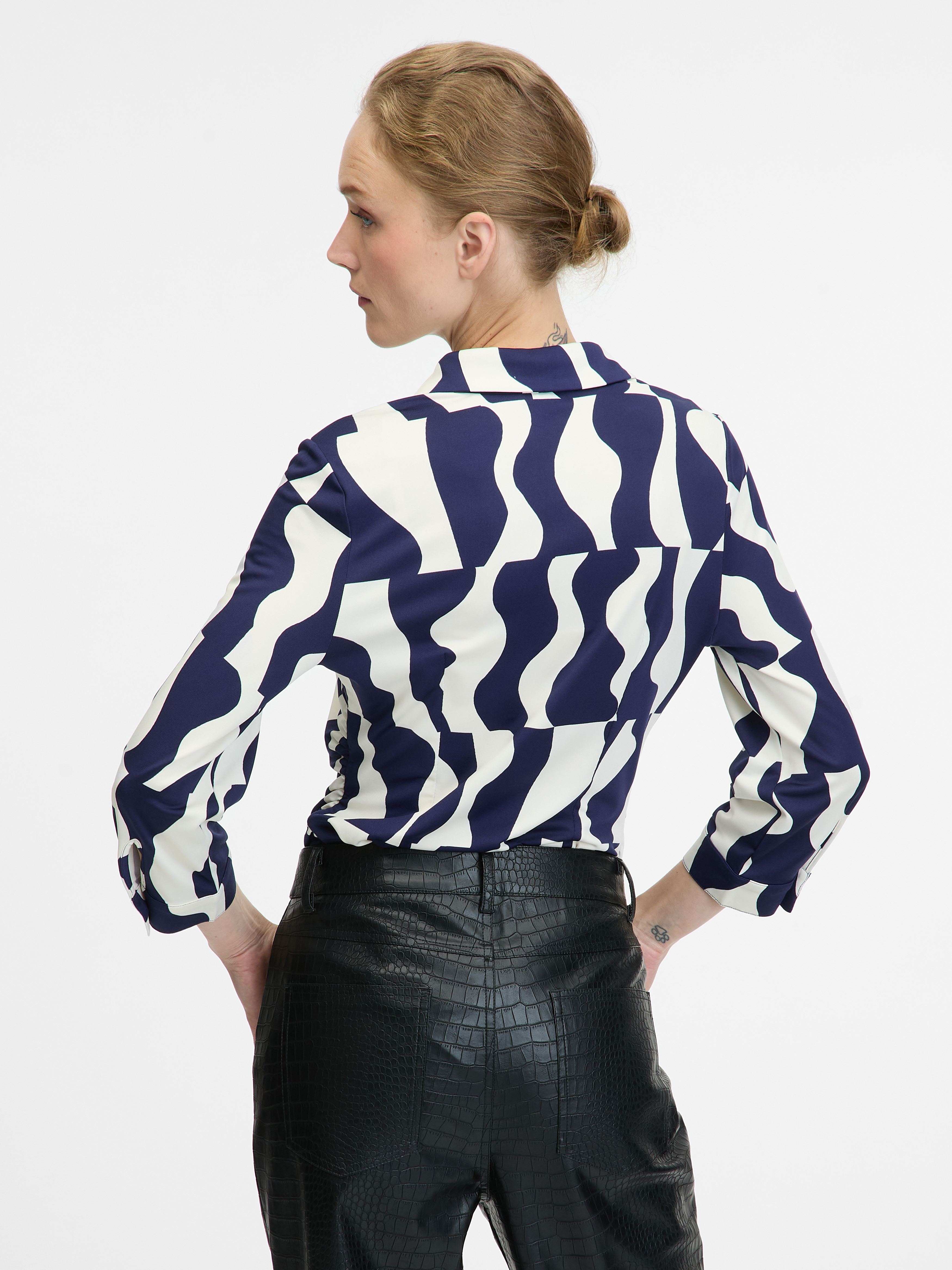 Dark blue women's blouse with collar ORSAY - Women's