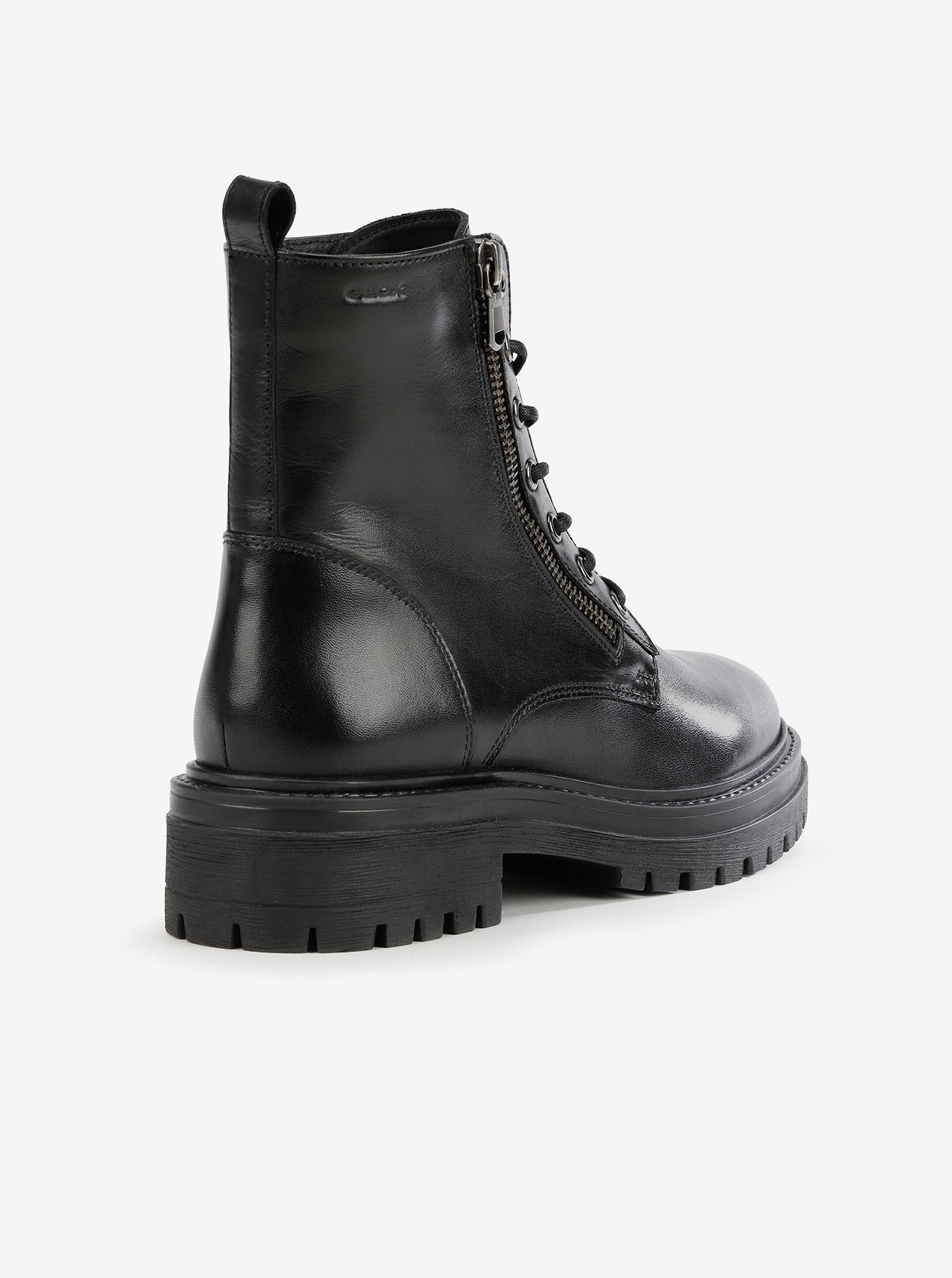 Black Women Ankle Leather Shoes Geox Iridea - Women