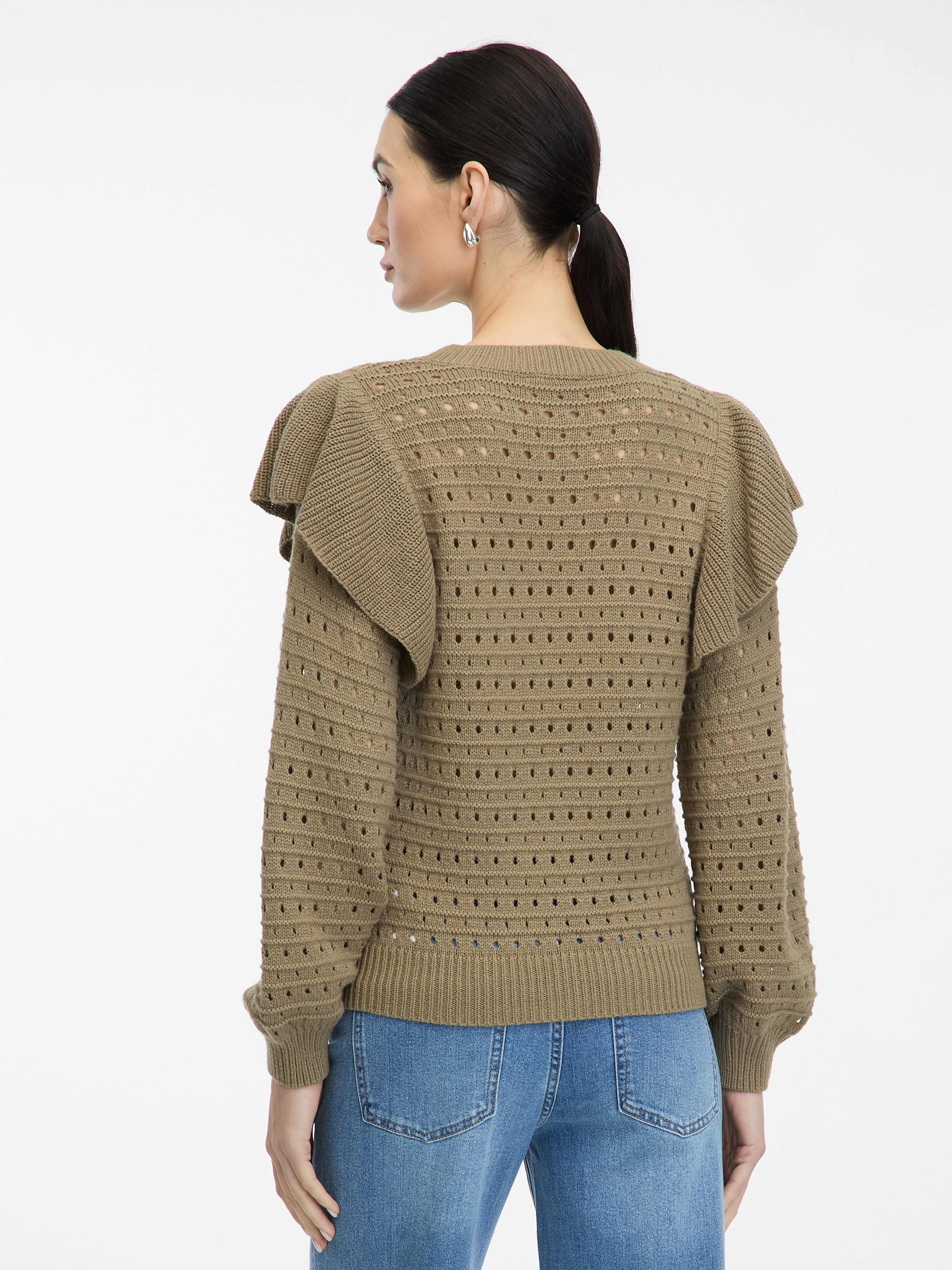 Khaki women's sweater with ruffles ORSAY - Women's