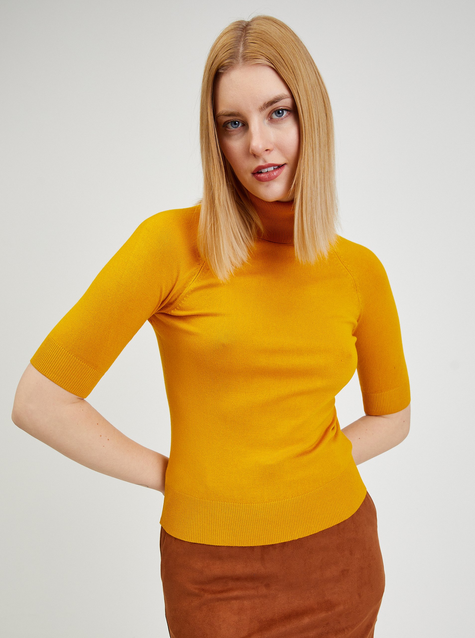 Levně Žlutý dámský svetr s krátkým rukávem ORSAY - Dámské