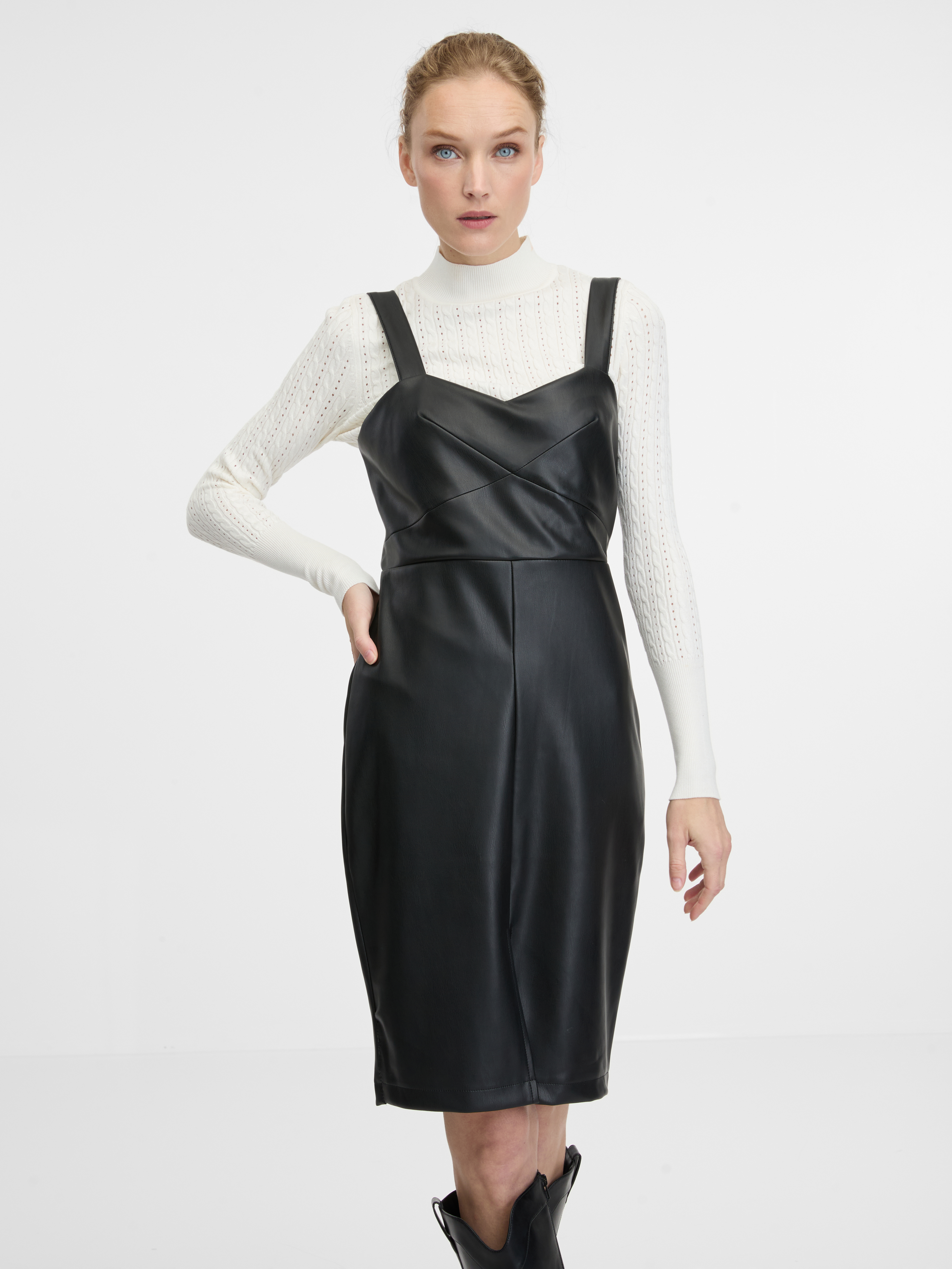 Black womens knee-length sheath dress ORSAY - Womens