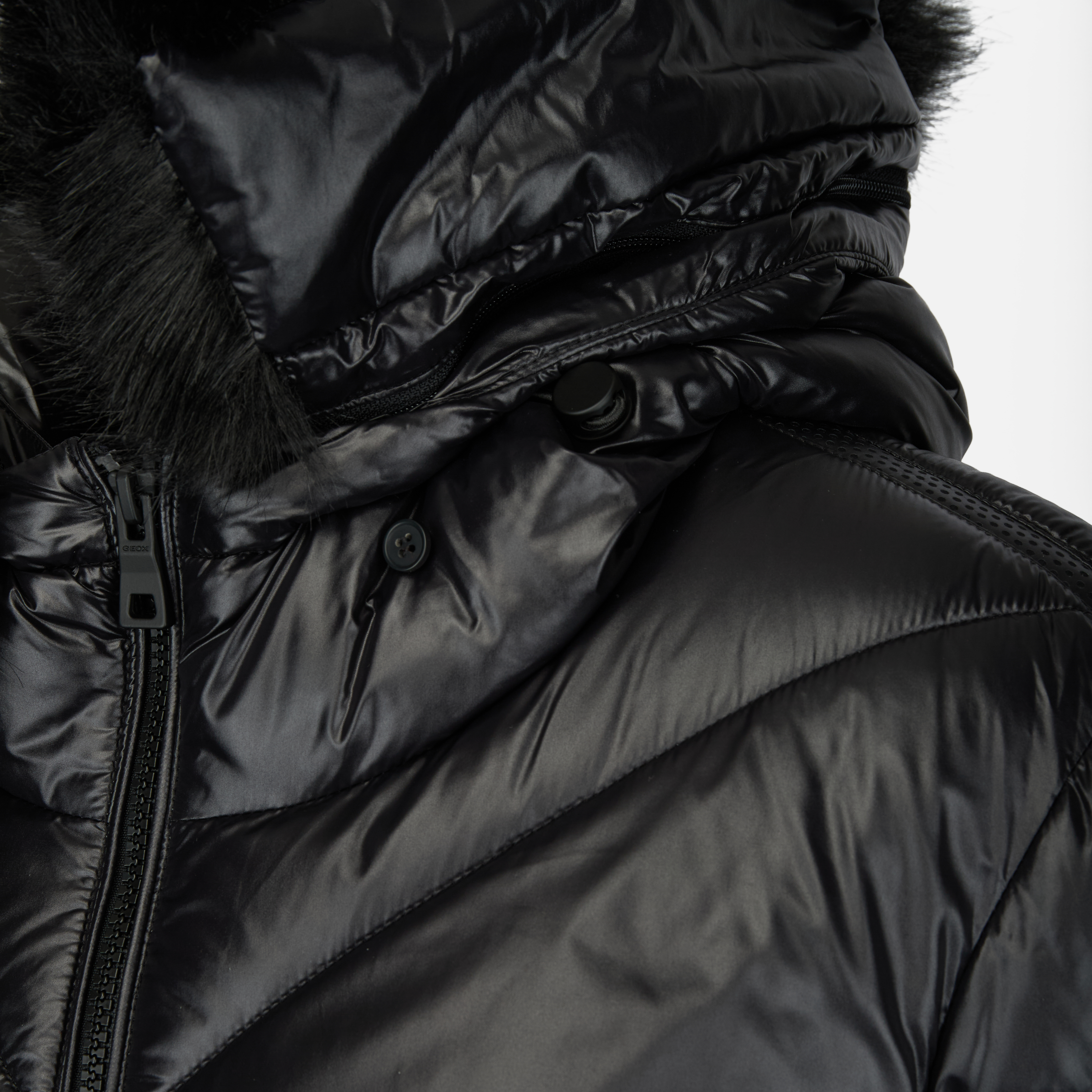 Geacă neagră cu puf pentru femei Geox Backsie