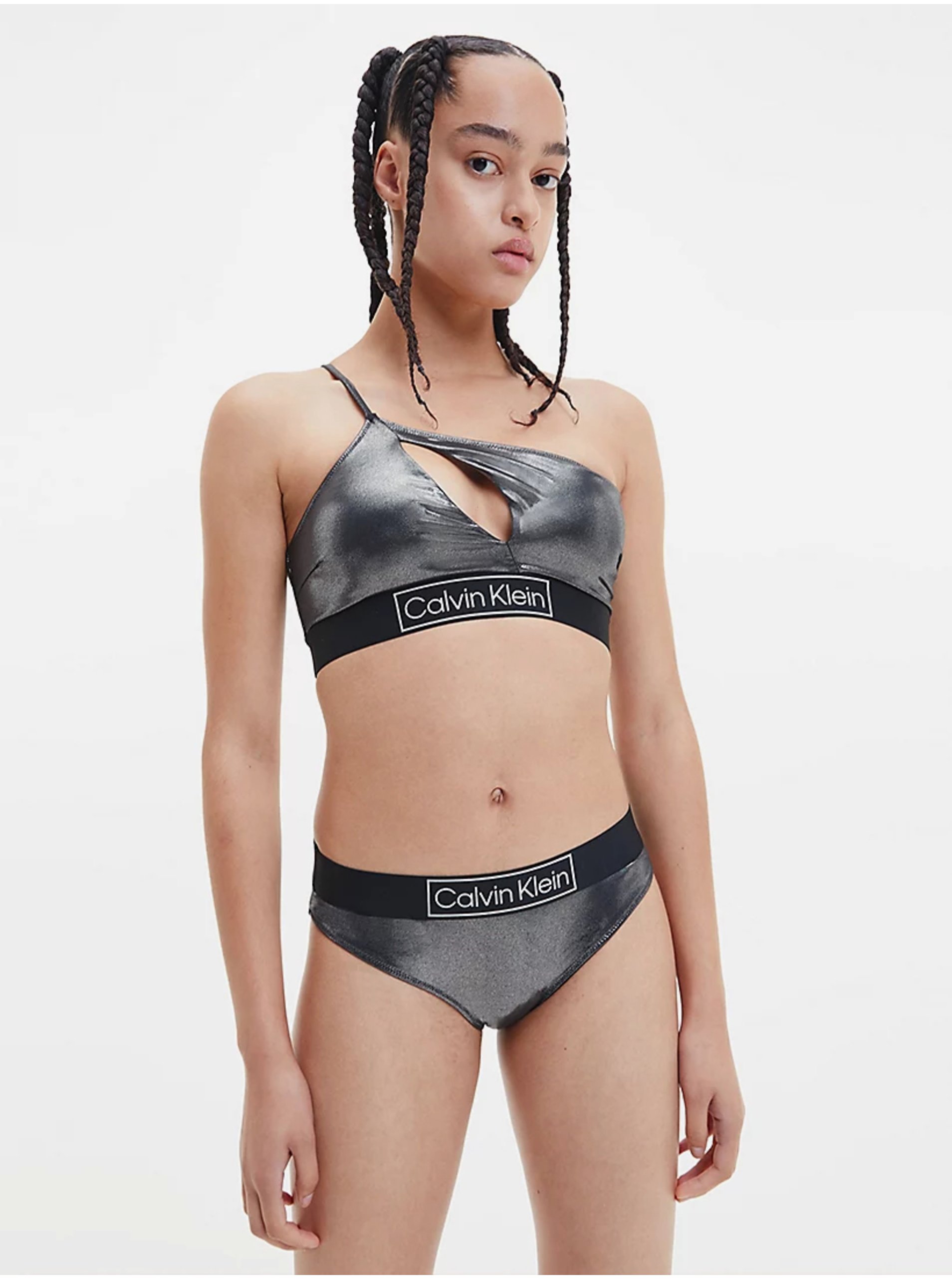 Black Women's Metallic Swimwear Top Calvin Klein Underwear - Women