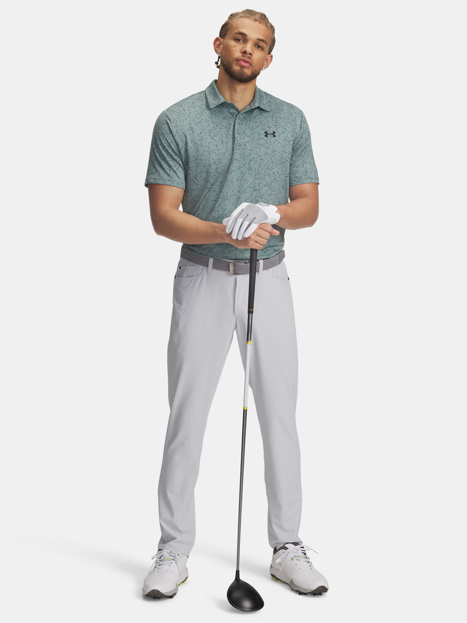 Men's Under Armour UA Playoff 3.0 Printed Polo-GRN T-Shirt - Men's