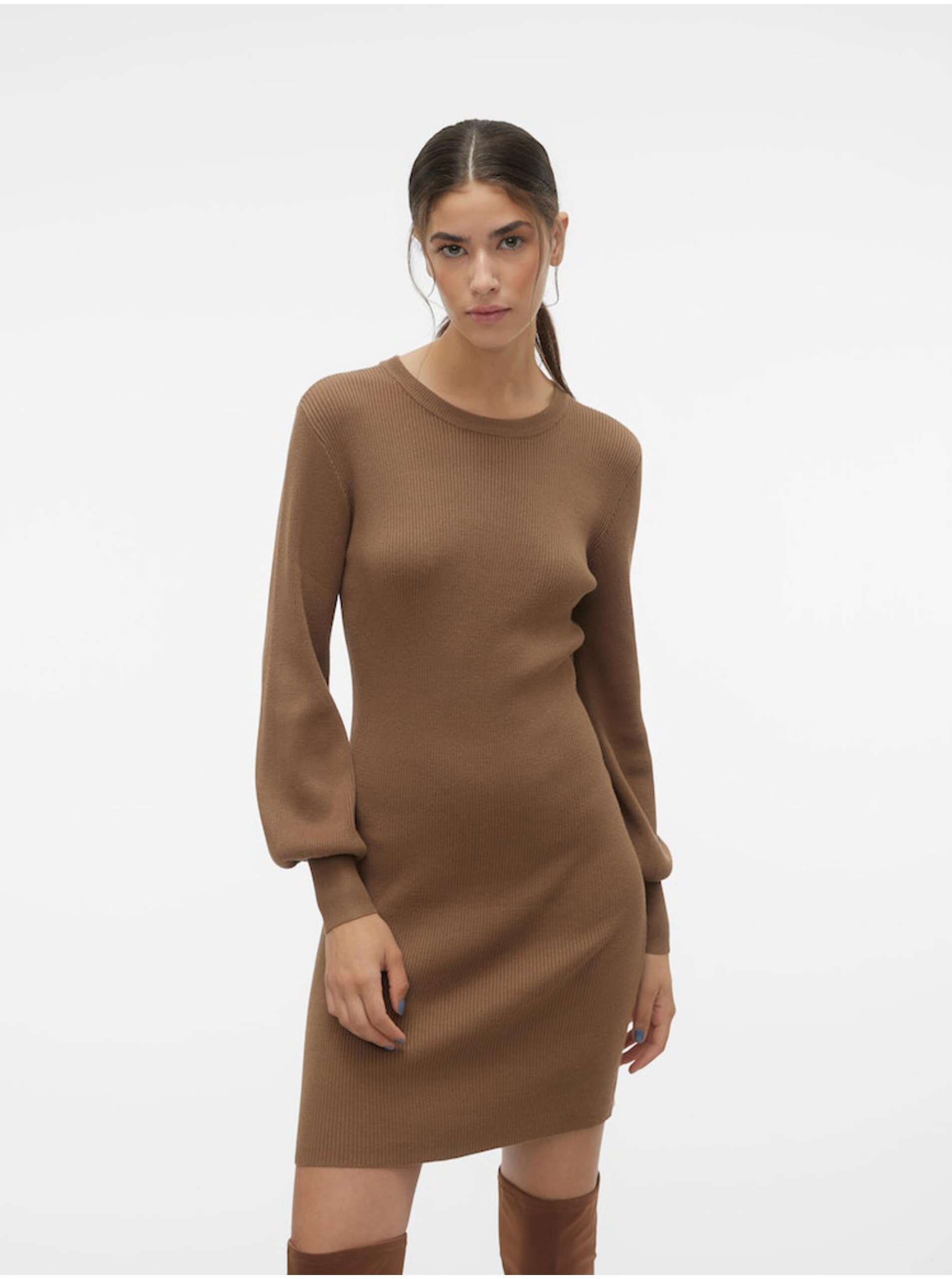 Women's brown sweater dress VERO MODA Haya - Women