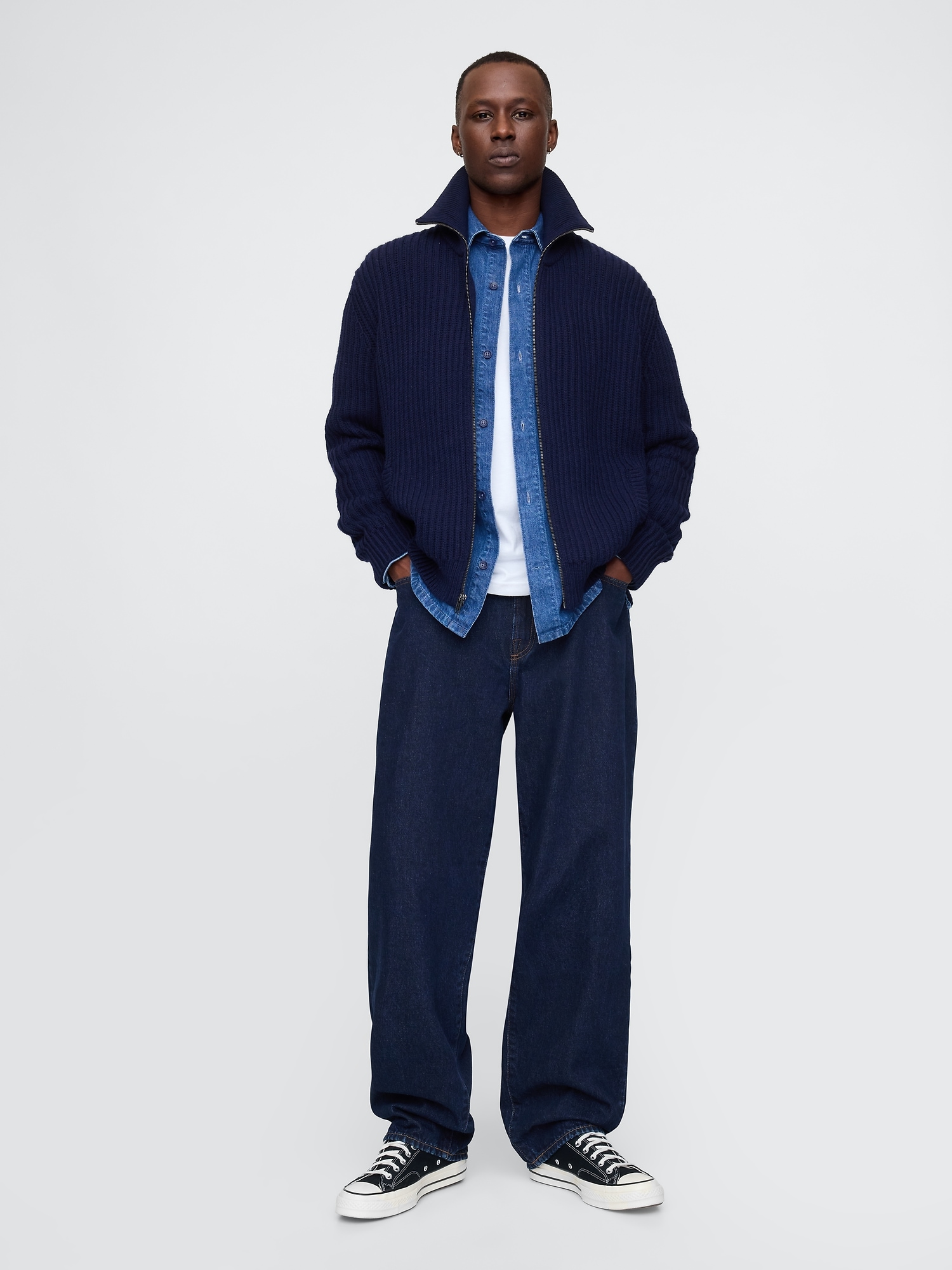 GAP Ribbed zip-up cardigan - Men's