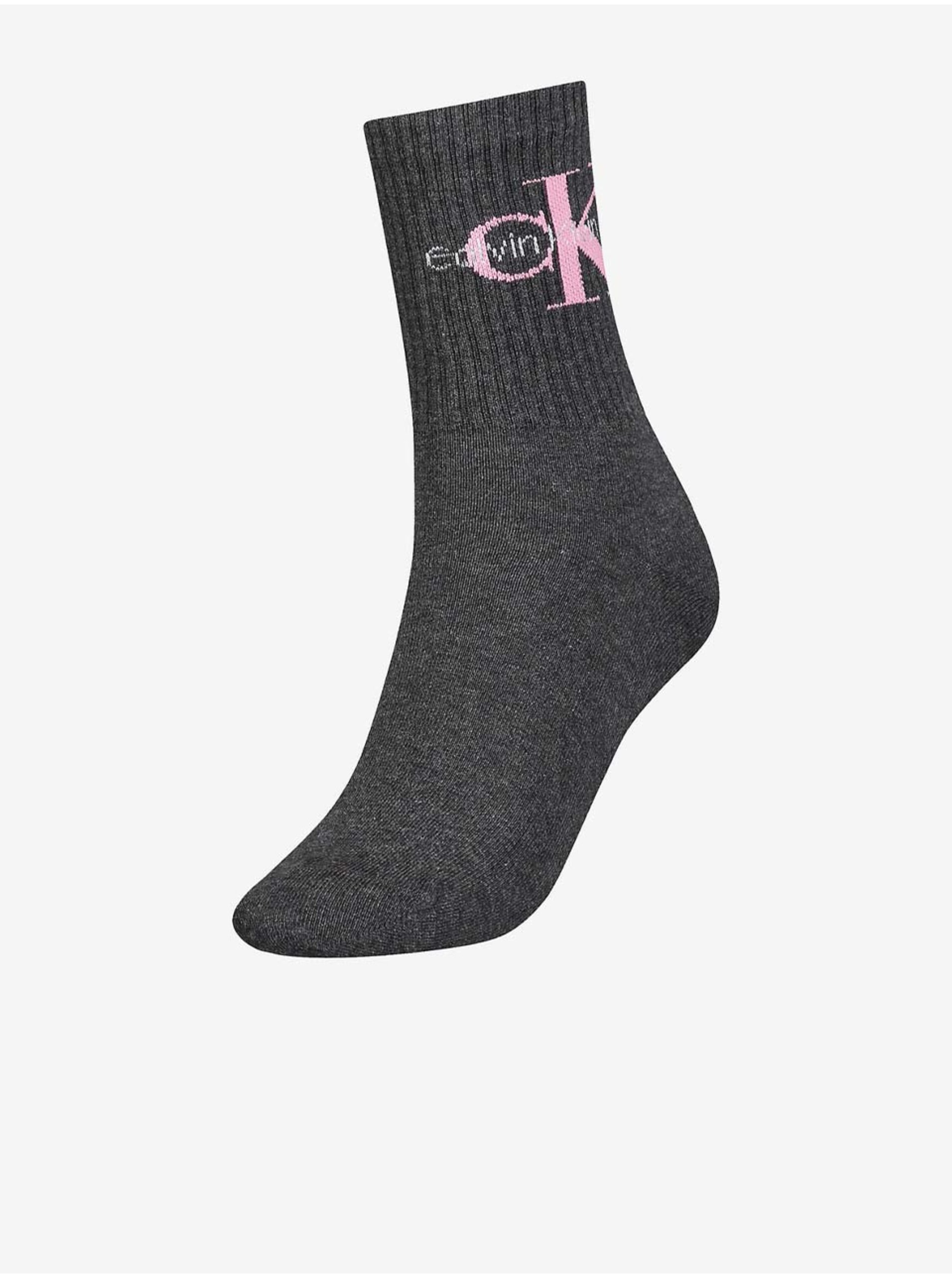 Levně Tmavě šedé dámské ponožky Calvin Klein Underwear - Dámské
