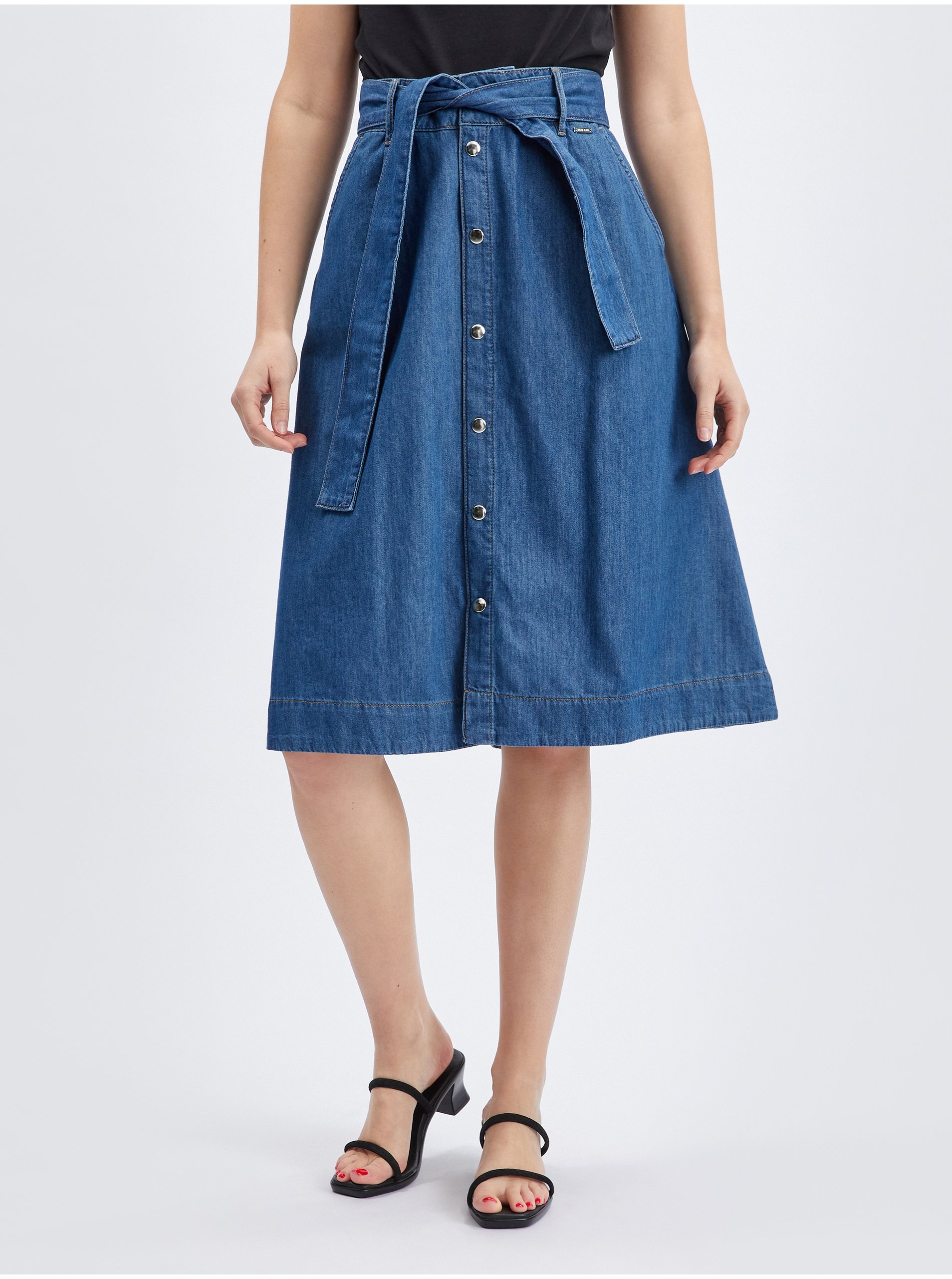 Orsay Blue Denim Skirt with Belt - Women
