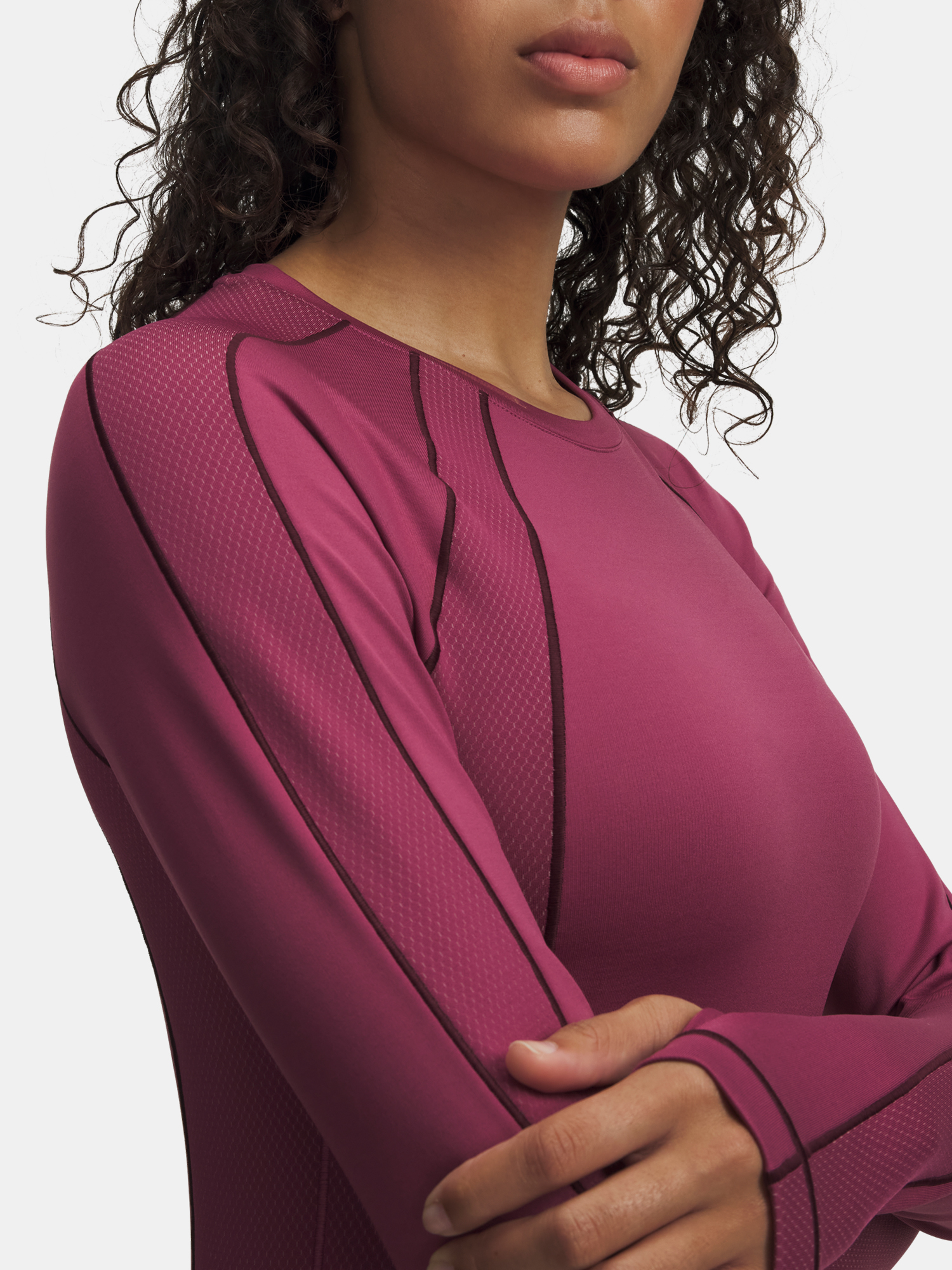 Under Armour UA ColdGear Textured Crew-RED Women's T-Shirt - Women's