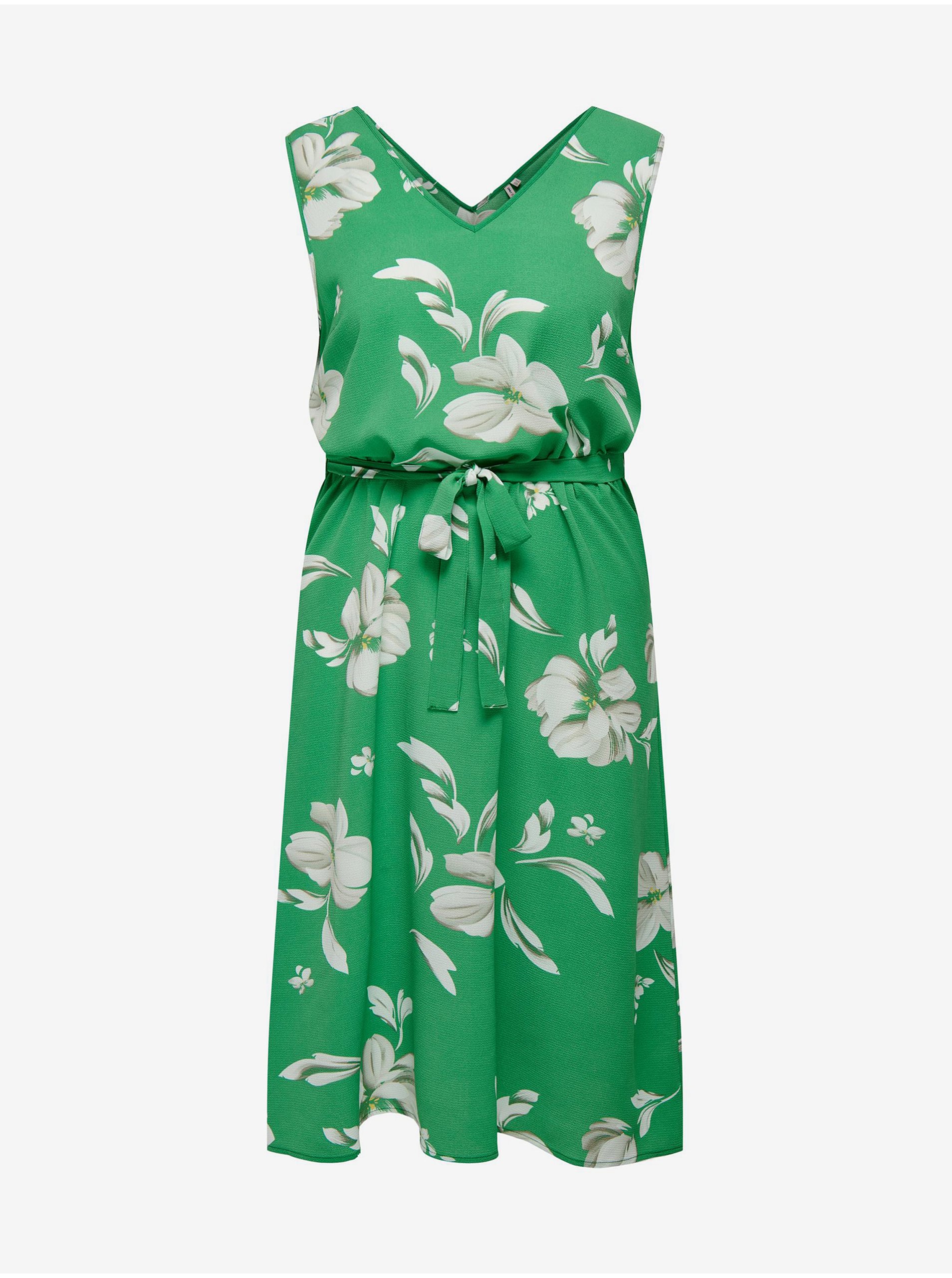 Green Floral Midish with Tie ONLY CARMAKOMA Luxmille - Women