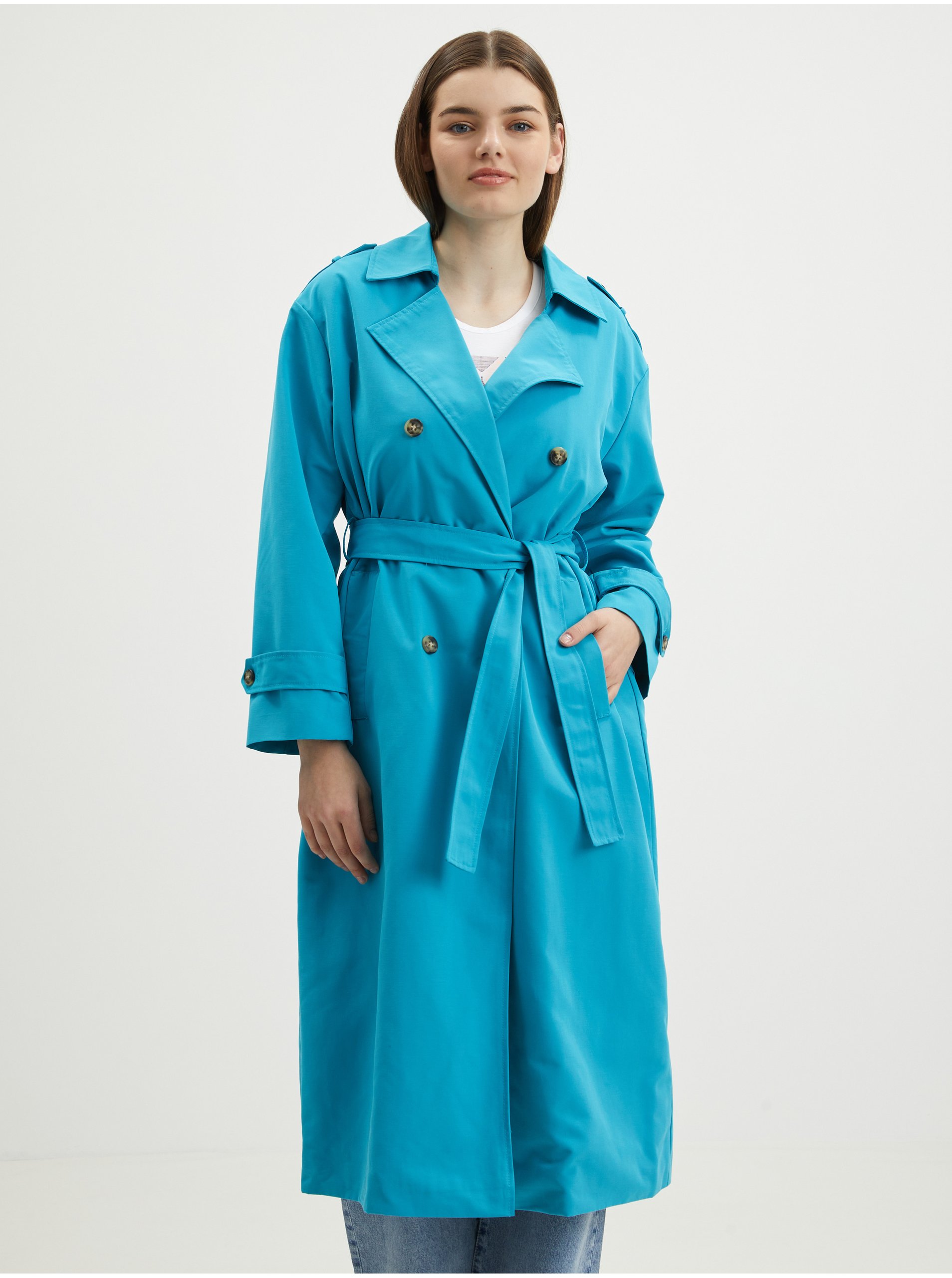 Blue women's trench coat VERO MODA Chloe - Women