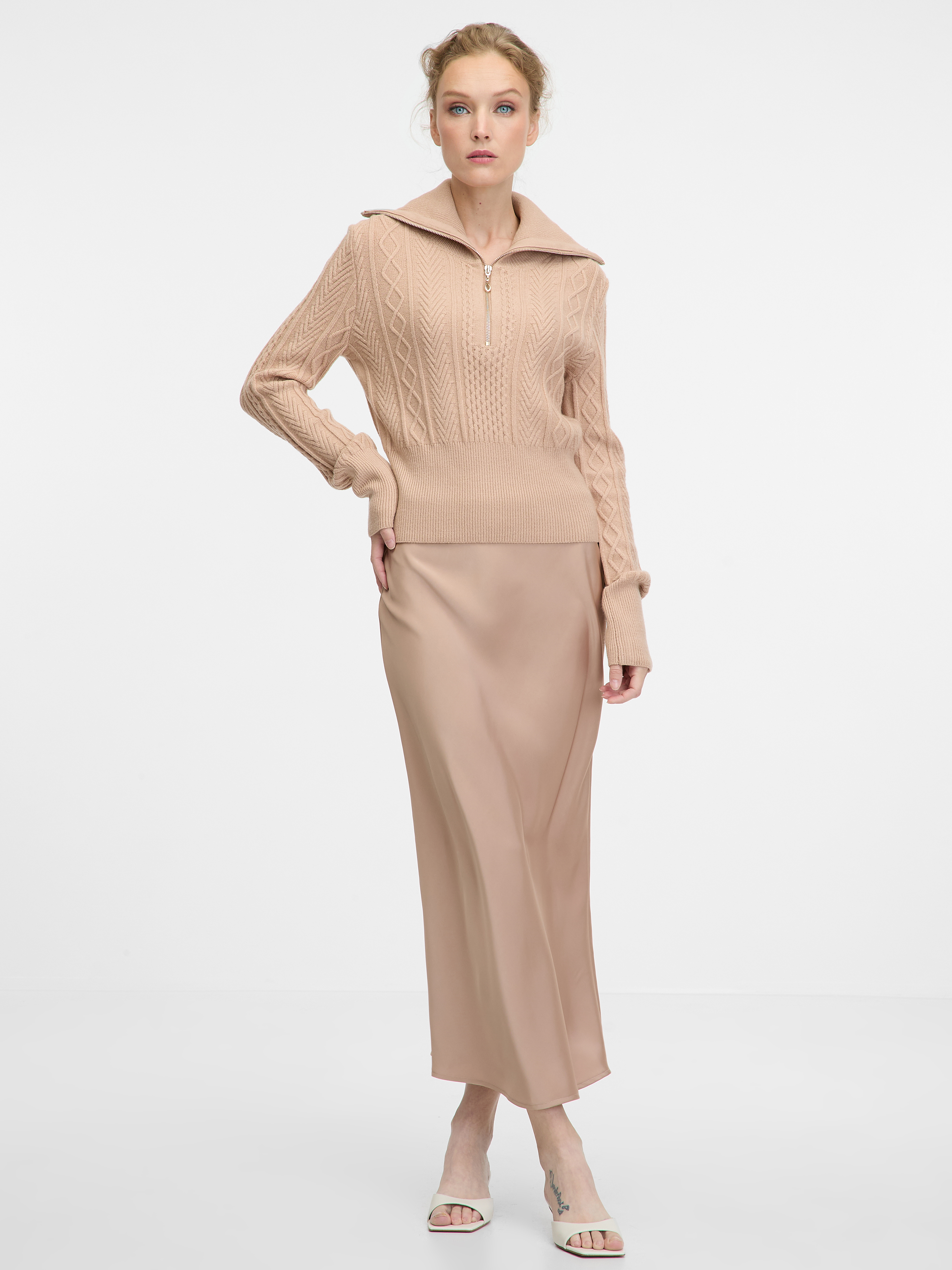 Orsay Beige women's midi skirt - Women's