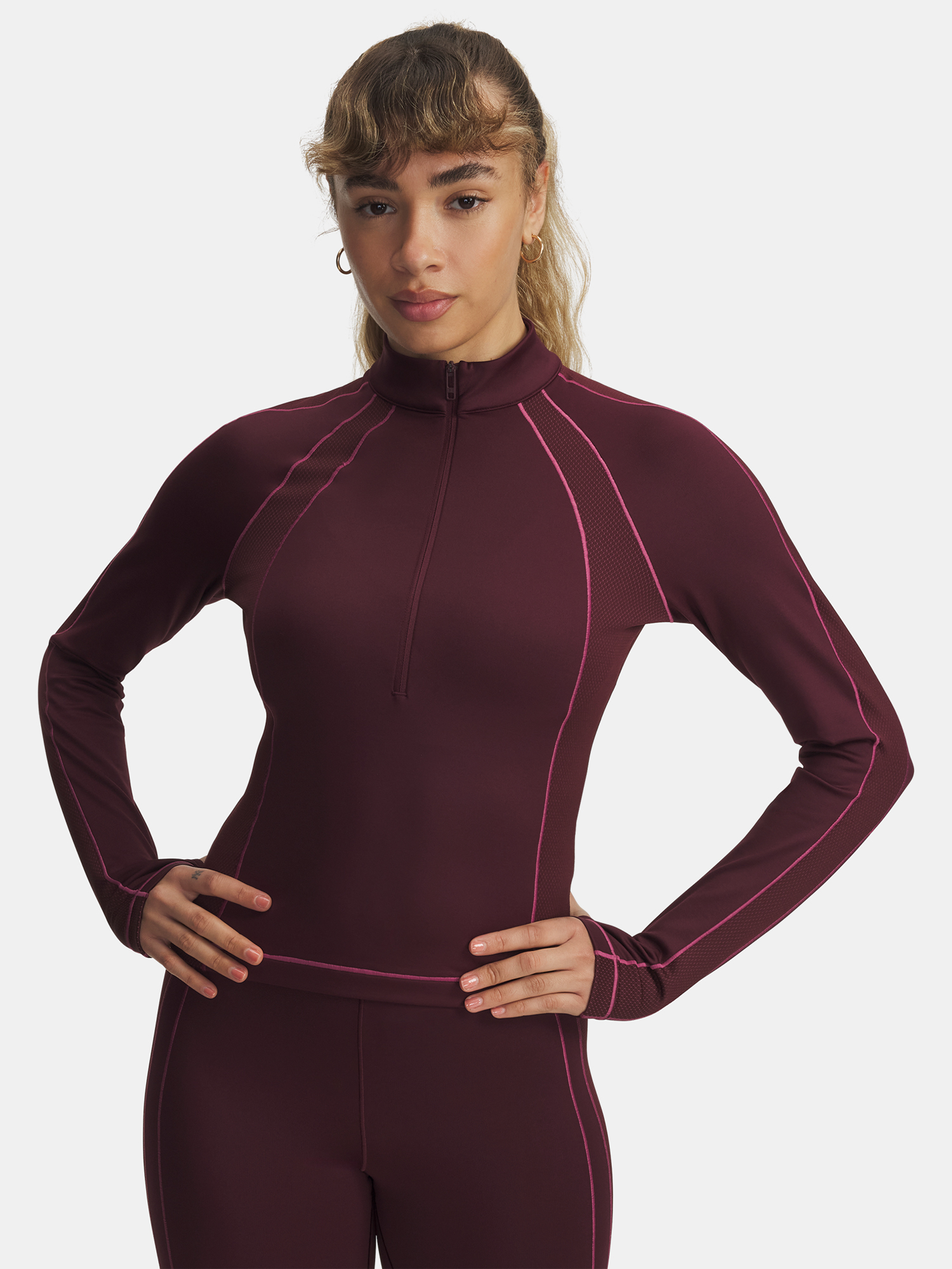 Under Armour UA ColdGear Textured 1/2 Zip-RED Women's T-Shirt - Women's