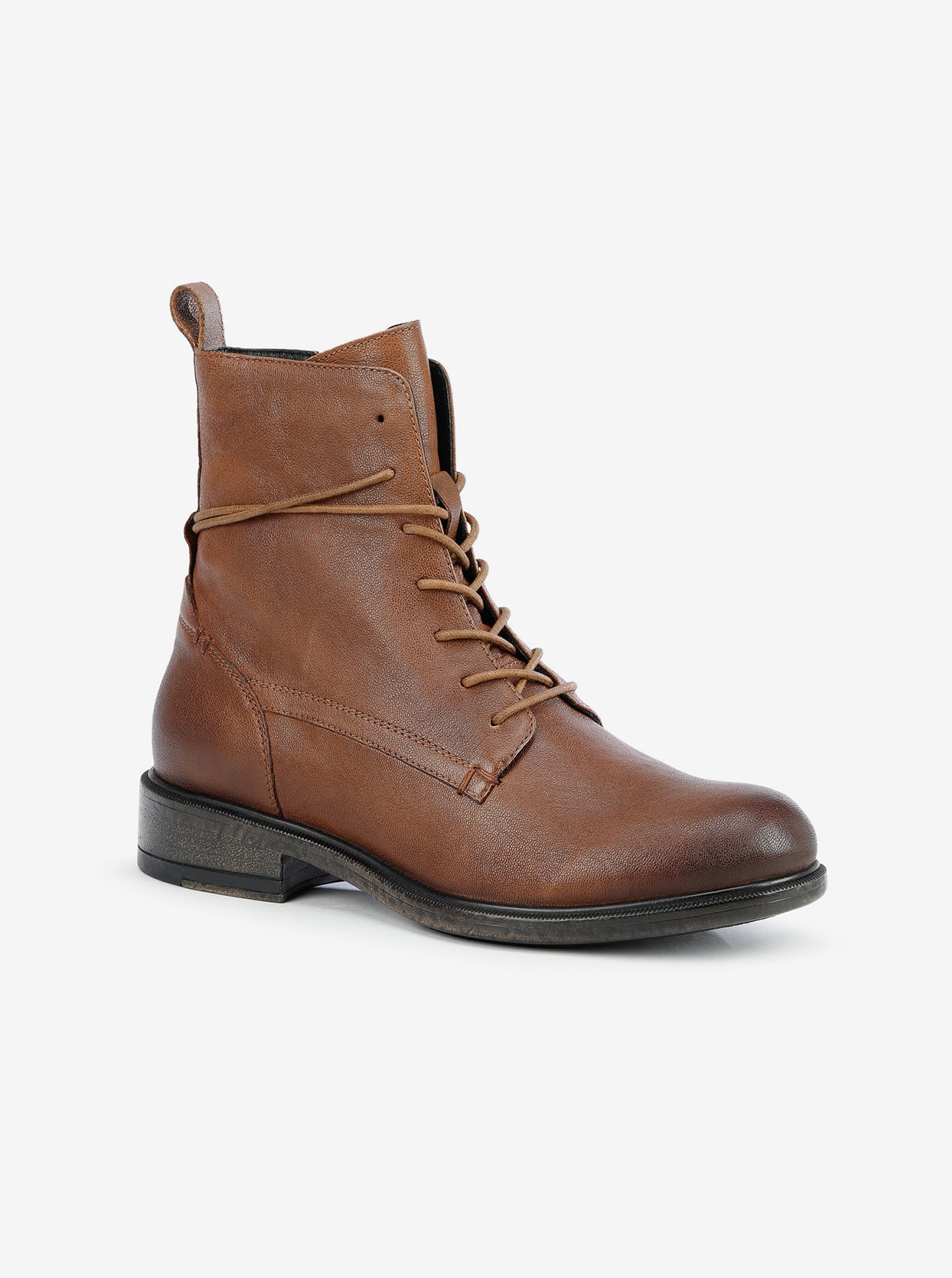Brown women's leather ankle boots Geox Catria - Women's