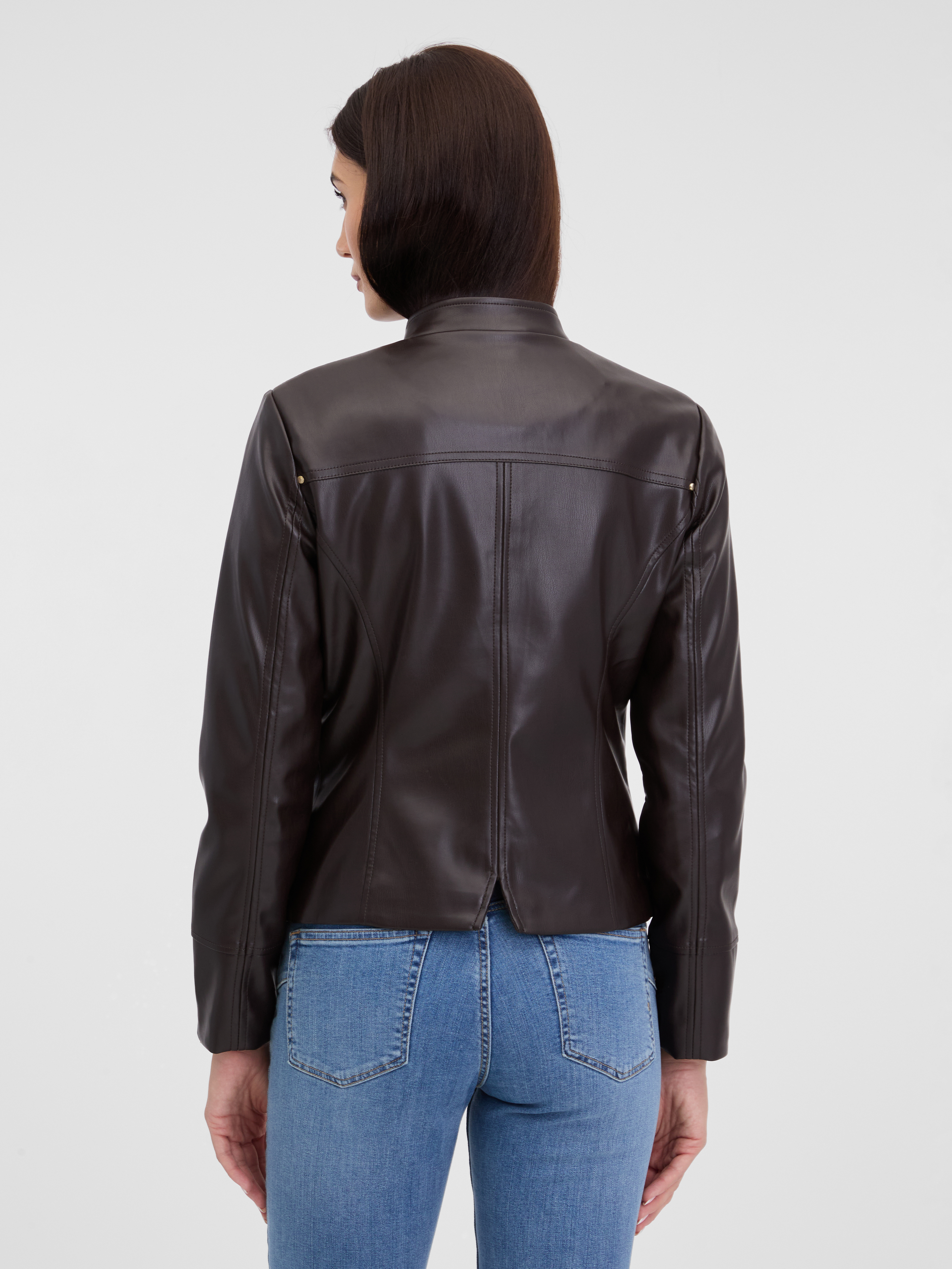 Dark brown women's faux leather jacket ORSAY - Women's
