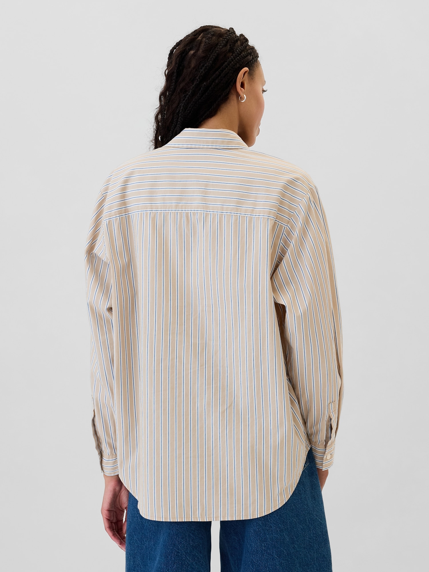 GAP Striped Oversize Shirt Poplin Big Shirt - Women's