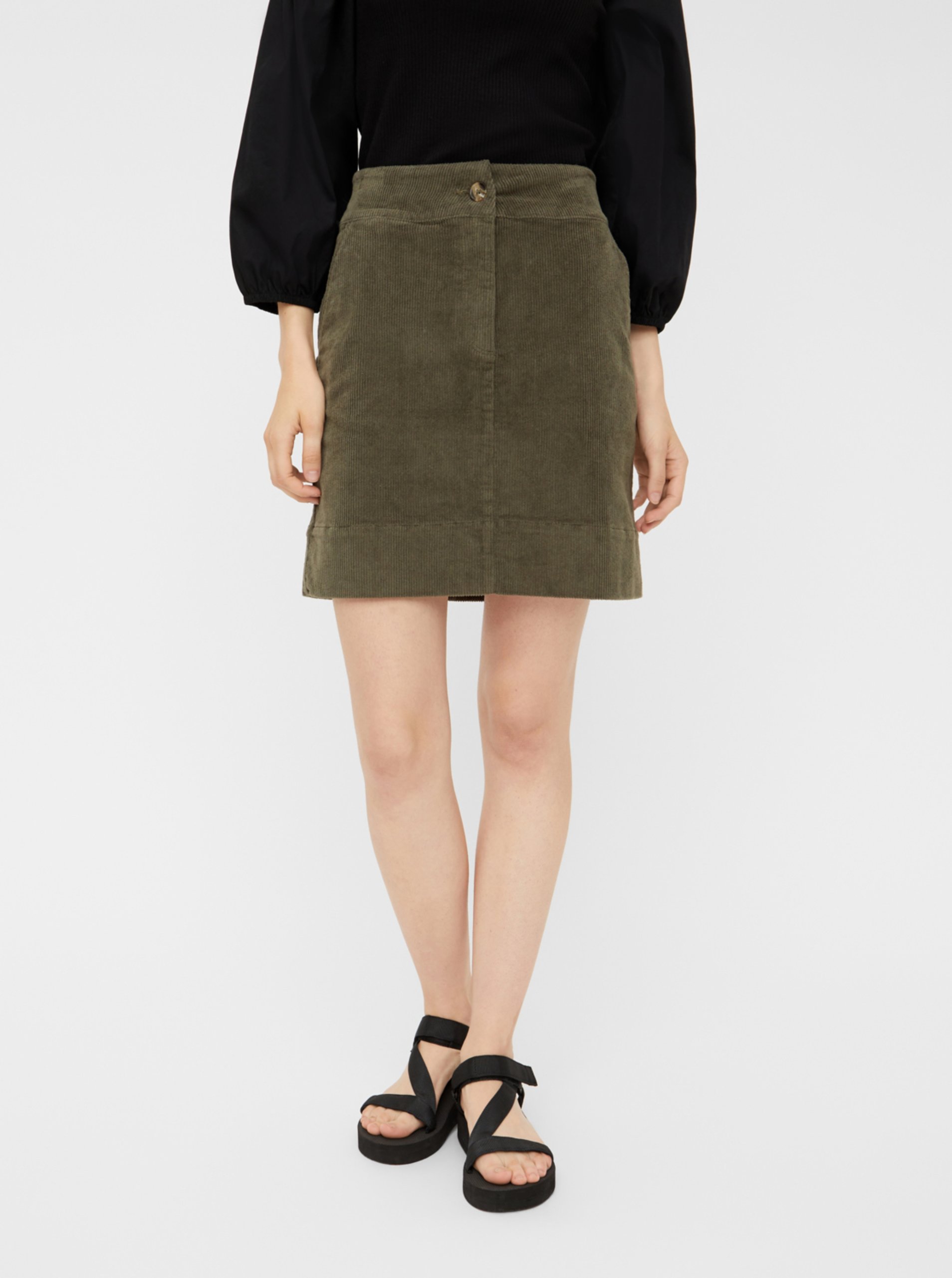 Khaki Corduroy Skirt Pieces - Women