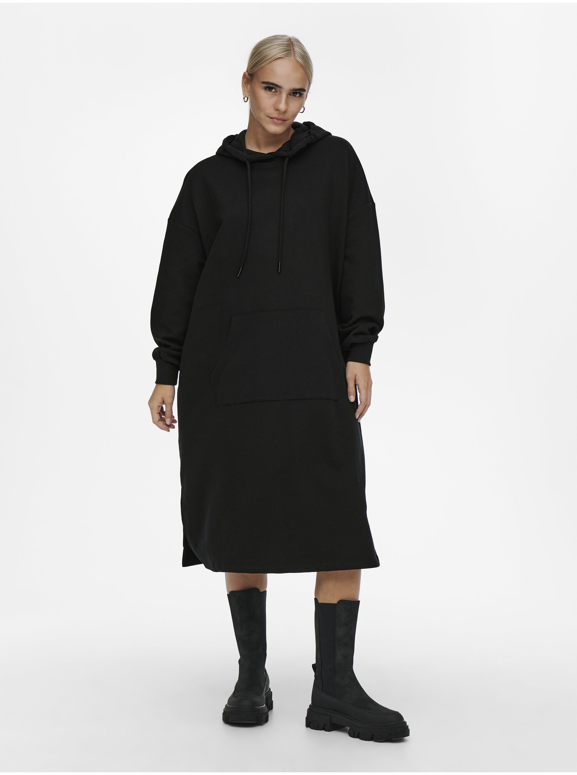 Černé dámské oversize mikinové šaty ONLY Chelsea - Dámské