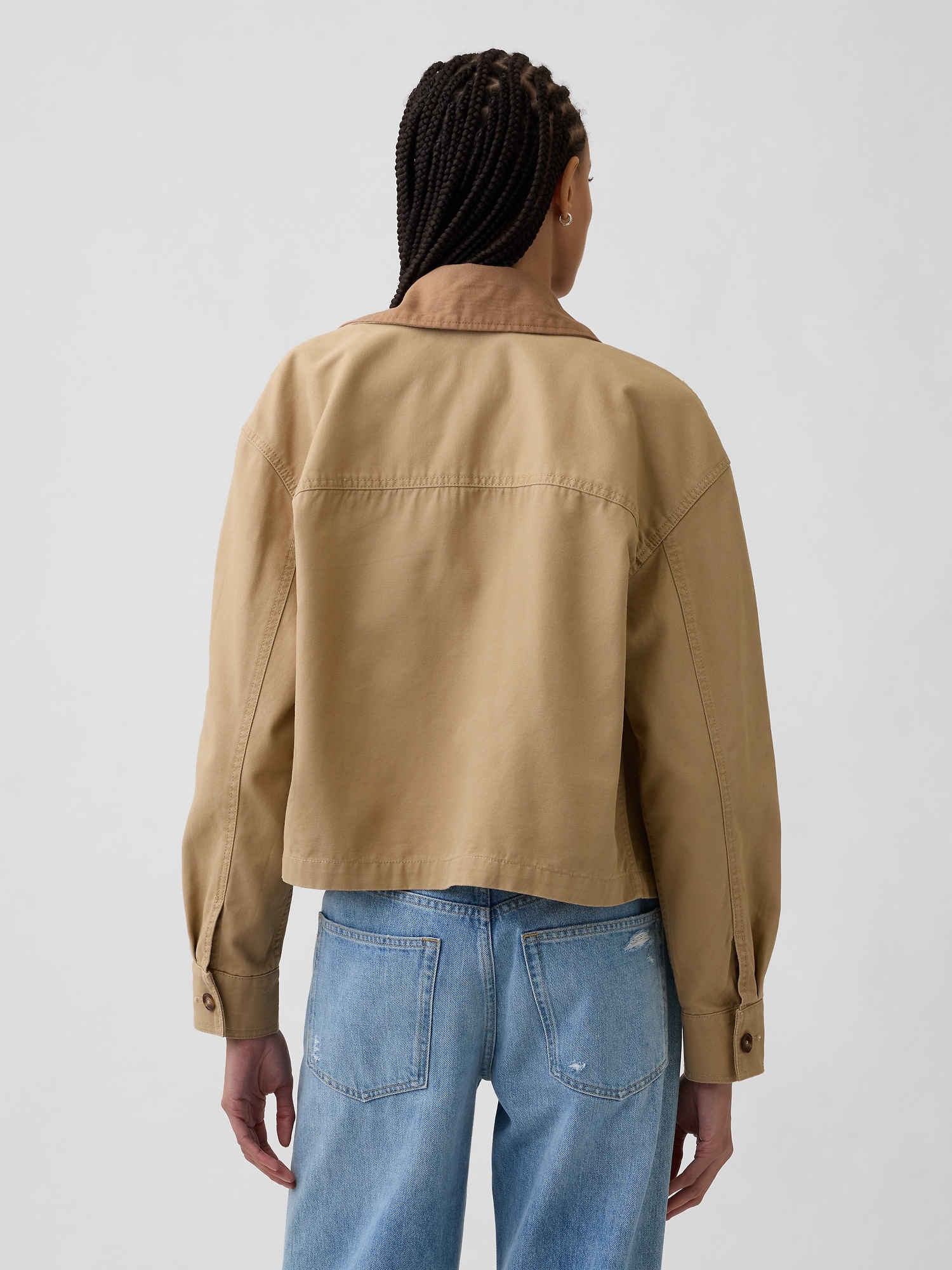 GAP plátená crop bunda