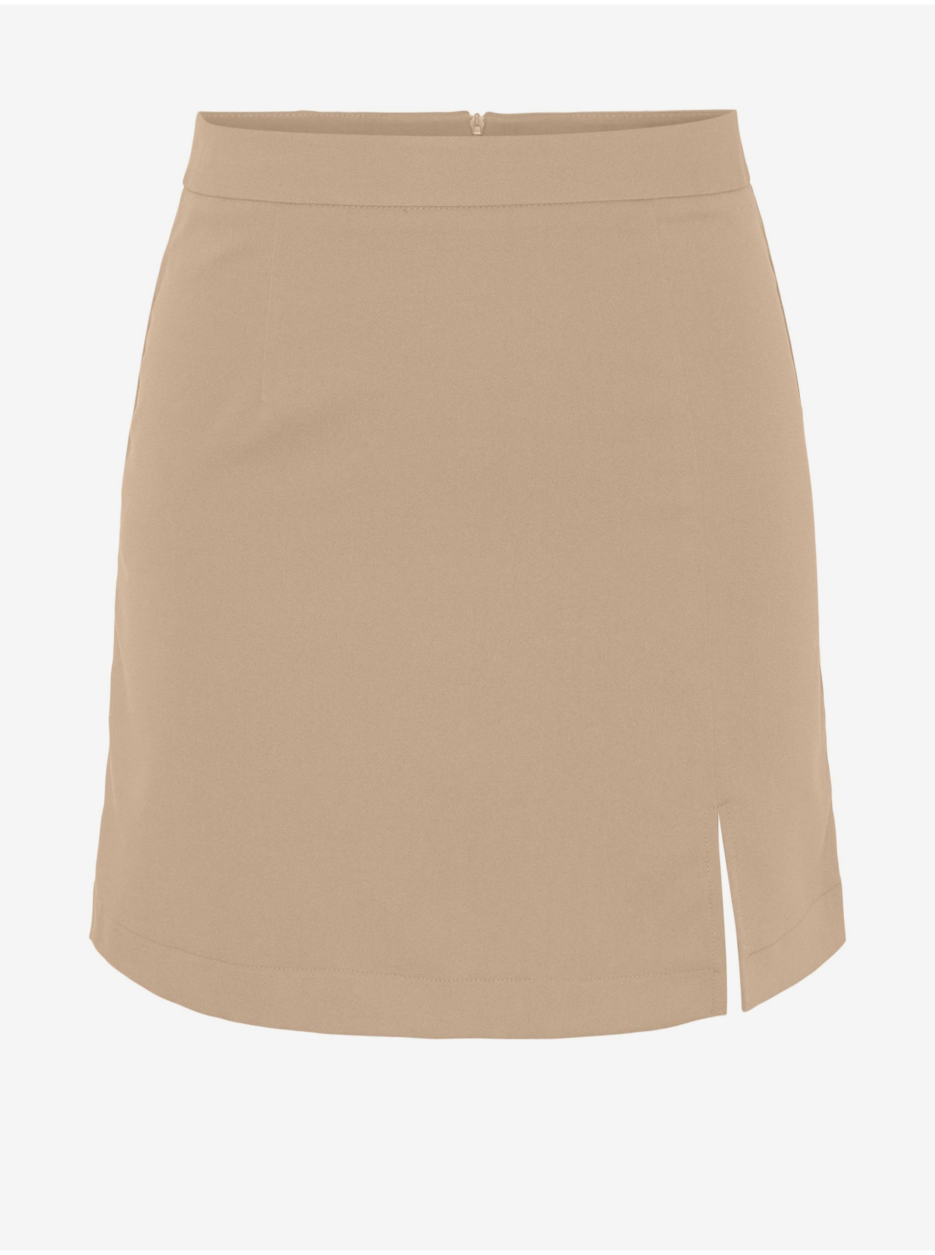 Beige Ladies Mini Skirt with Slit Pieces Thelma - Women
