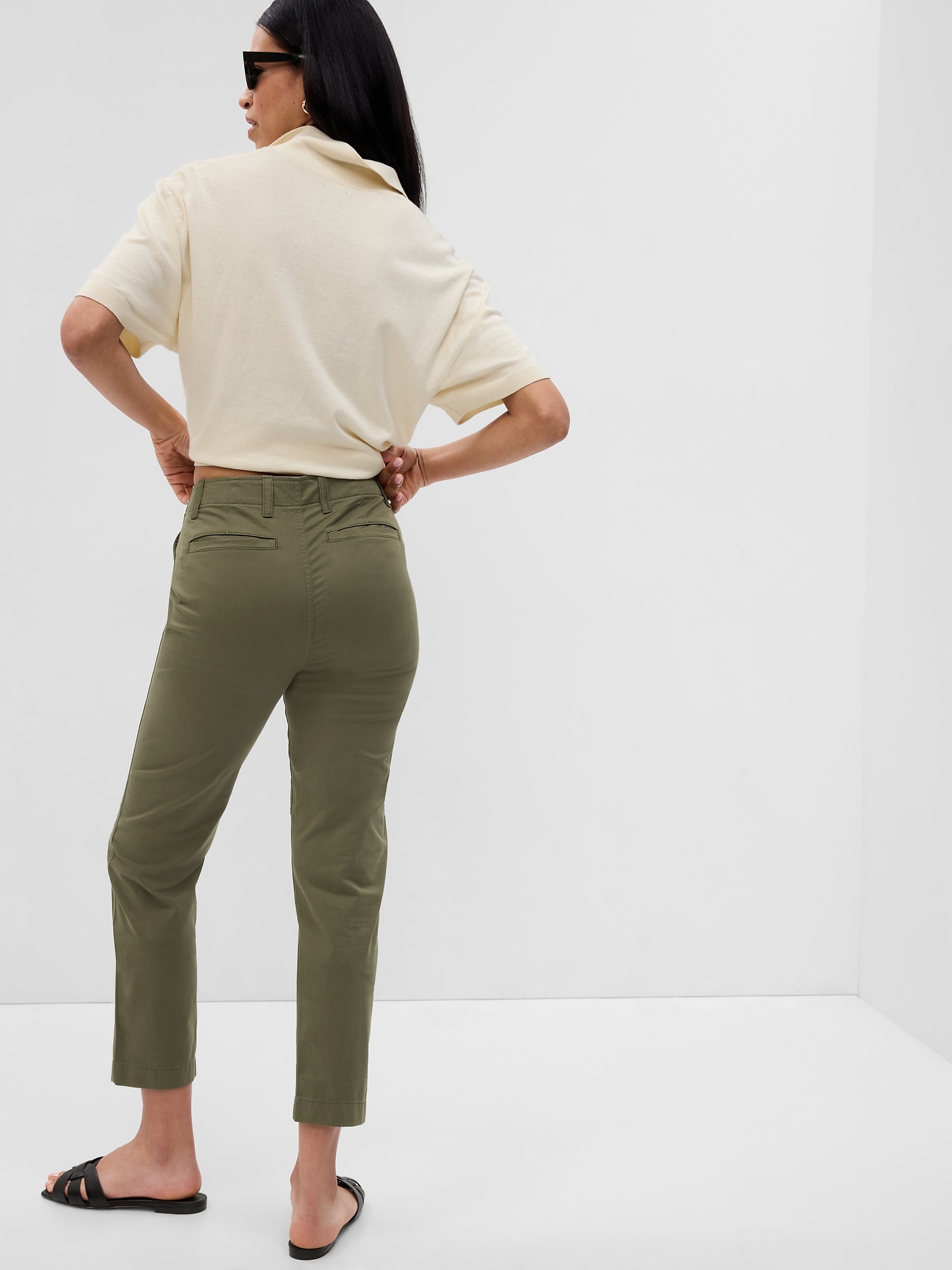 Pantaloni chino pentru femei GAP - verde