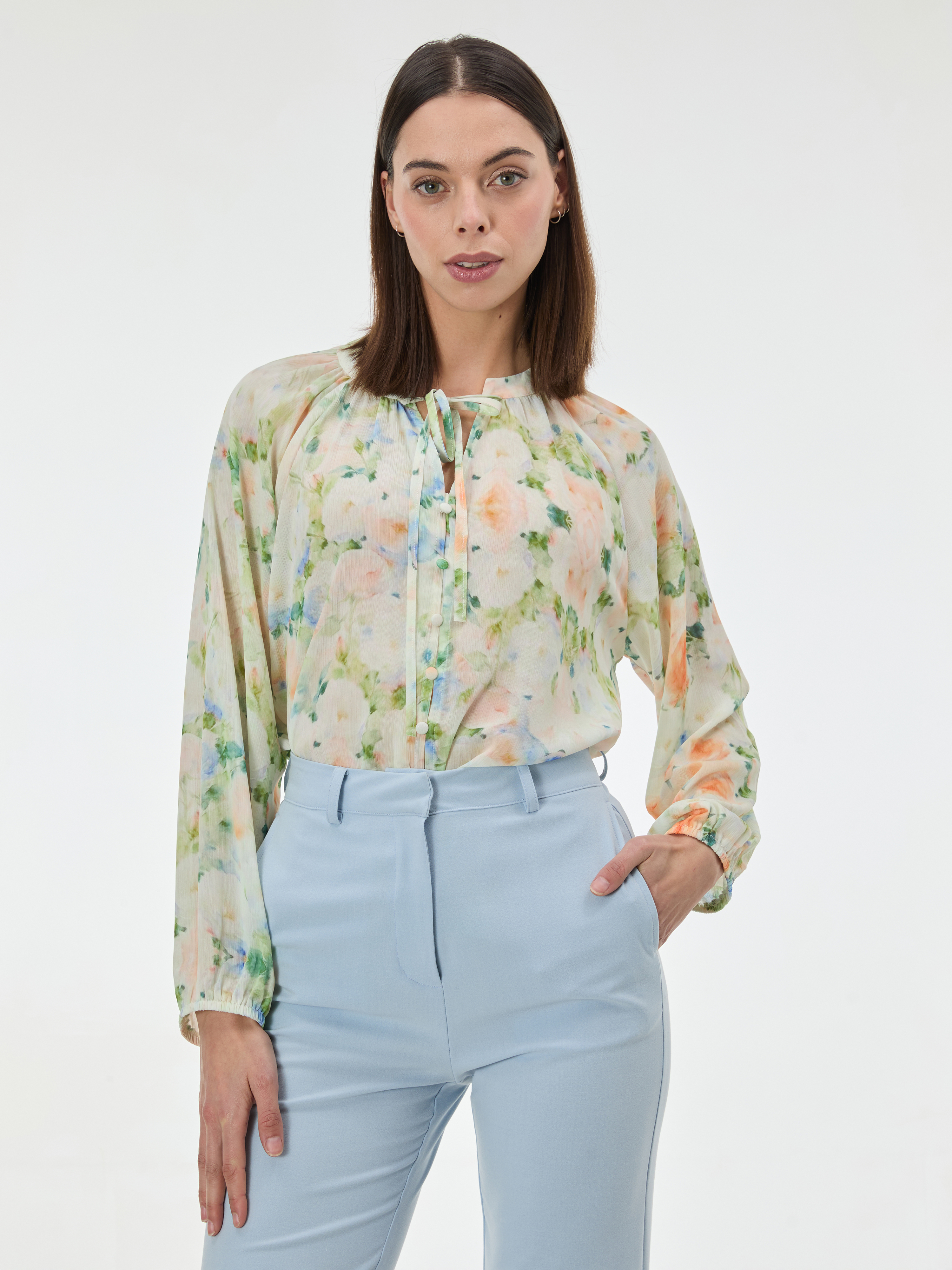 Светлозелена шарена блуза ORSAY