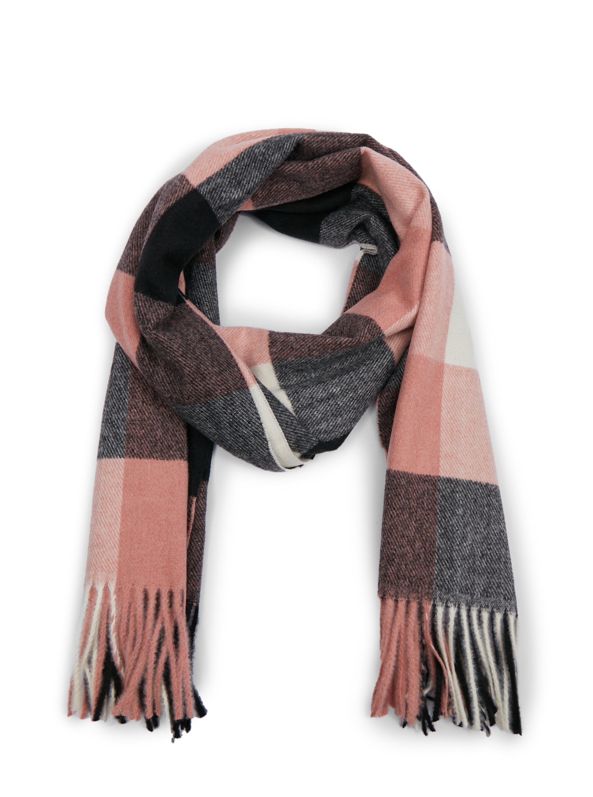 Orsay Black and Pink Women's Plaid Scarf - Women