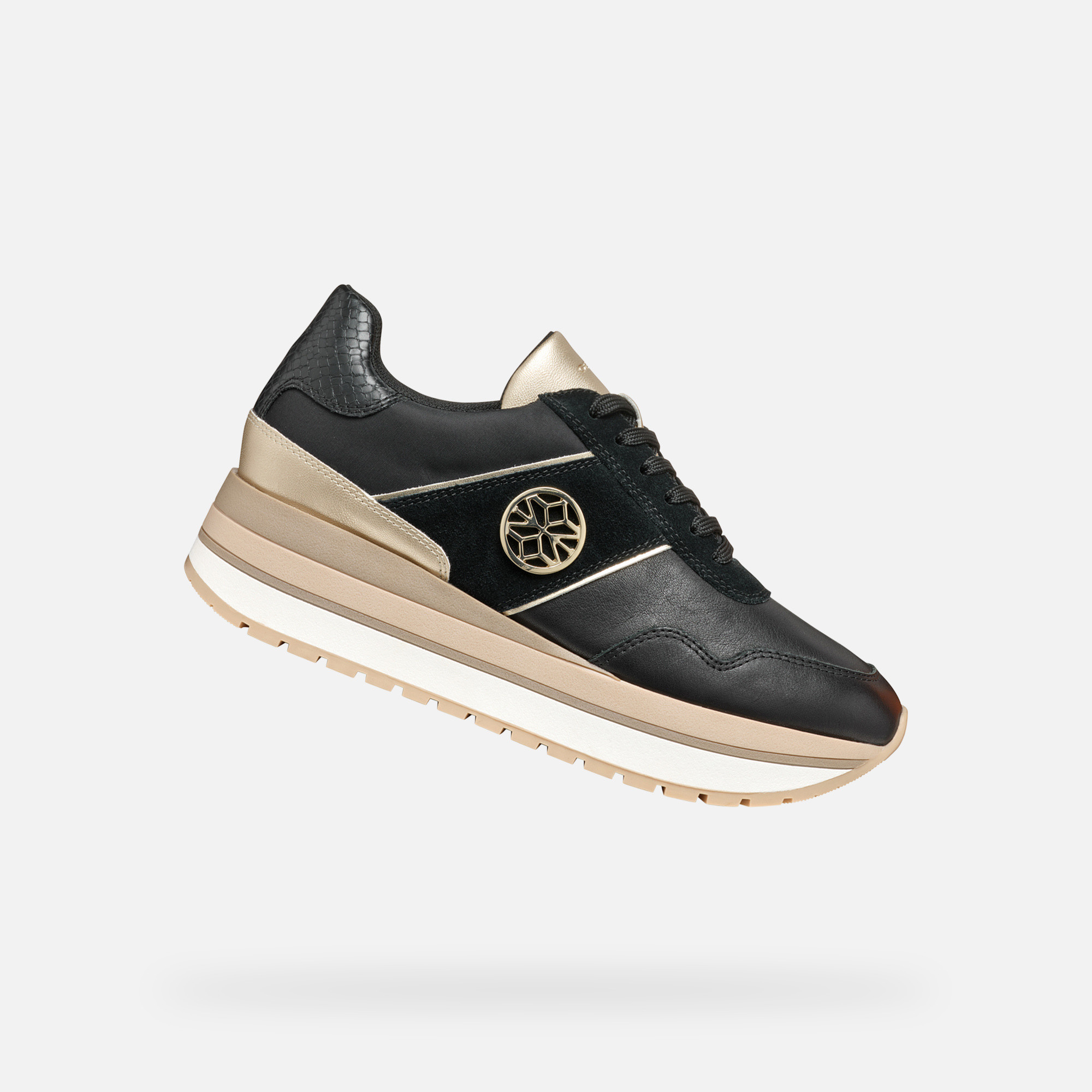 Black womens sneakers Geox Nekency - Womens