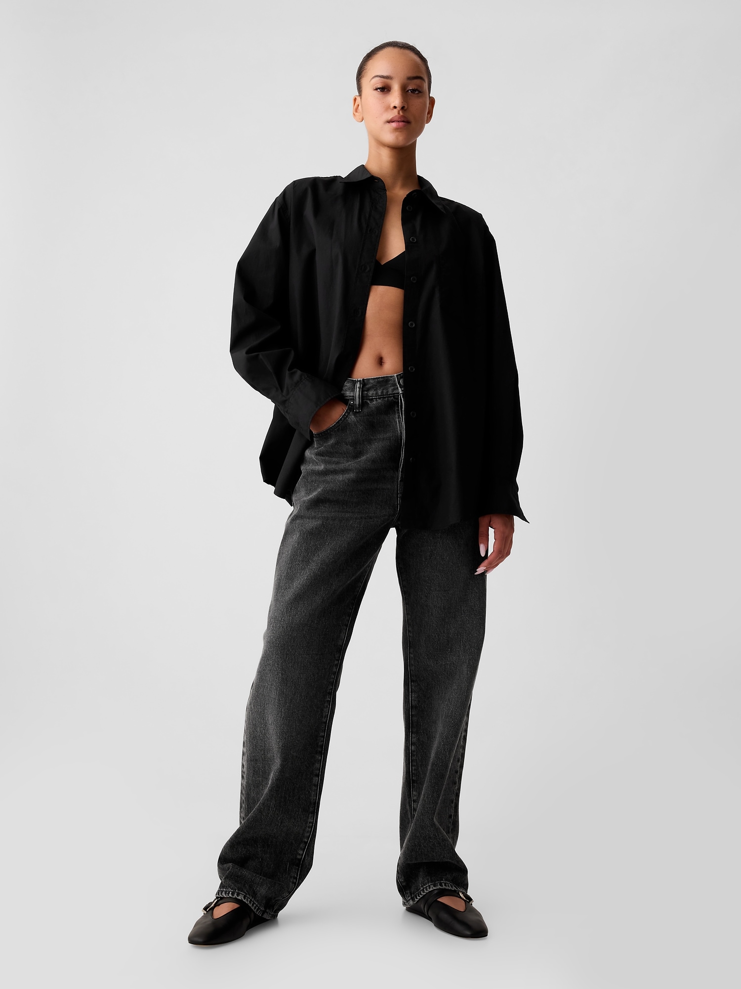 Cămașă GAP Oversize din poplin