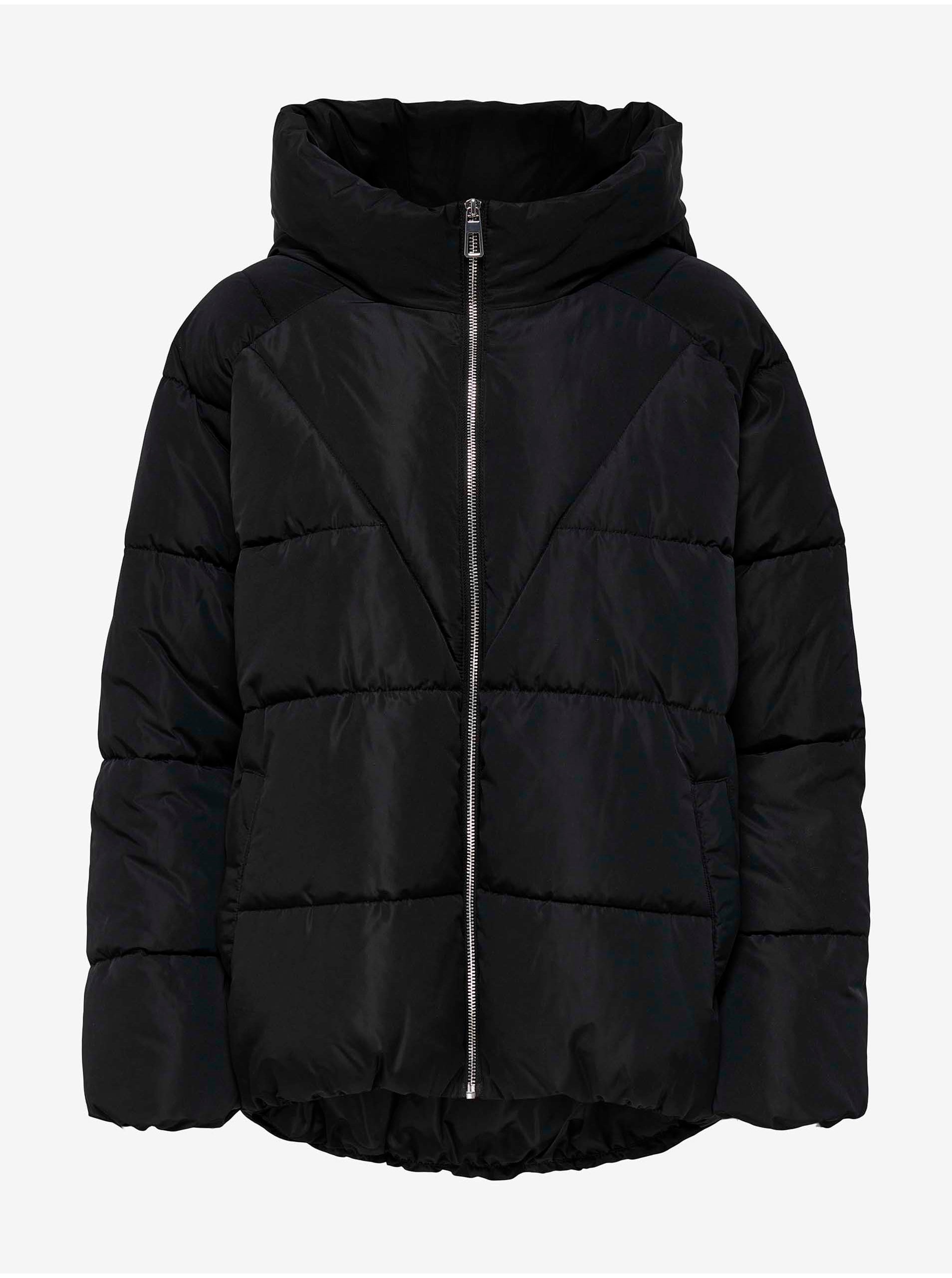 Levně Černá dámská prošívaná zimní bunda s kapucí ONLY Alina - Dámské