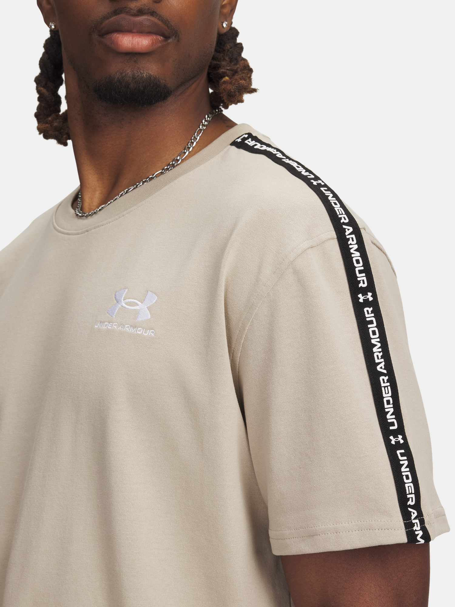 Men's T-shirt Under Armour UA Icon HWT Tee Taping-BRN - Men's