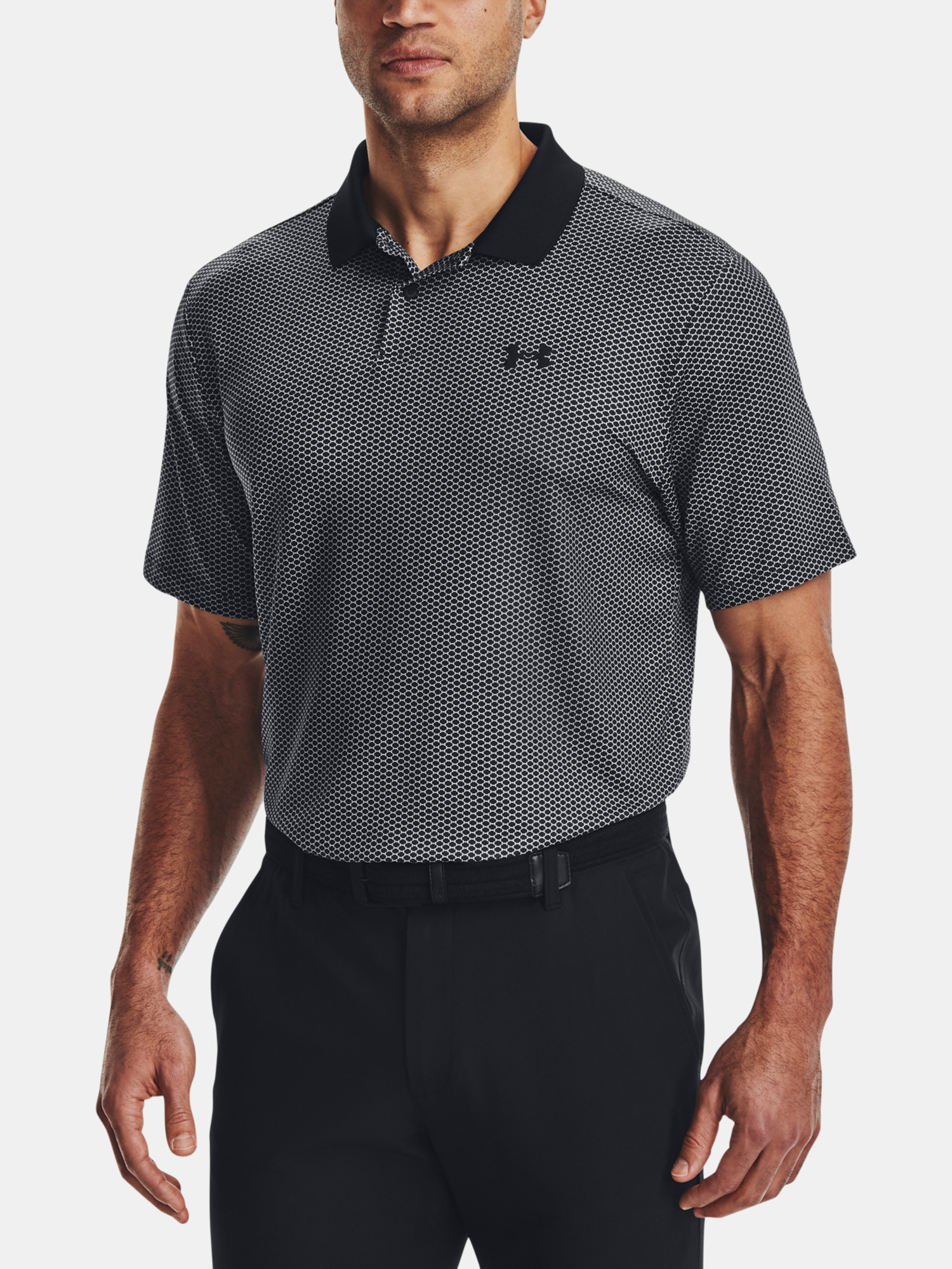 Čierne Vzorované športové Polo Tričko Under Armour UA Perf 3.0 Printed Polo