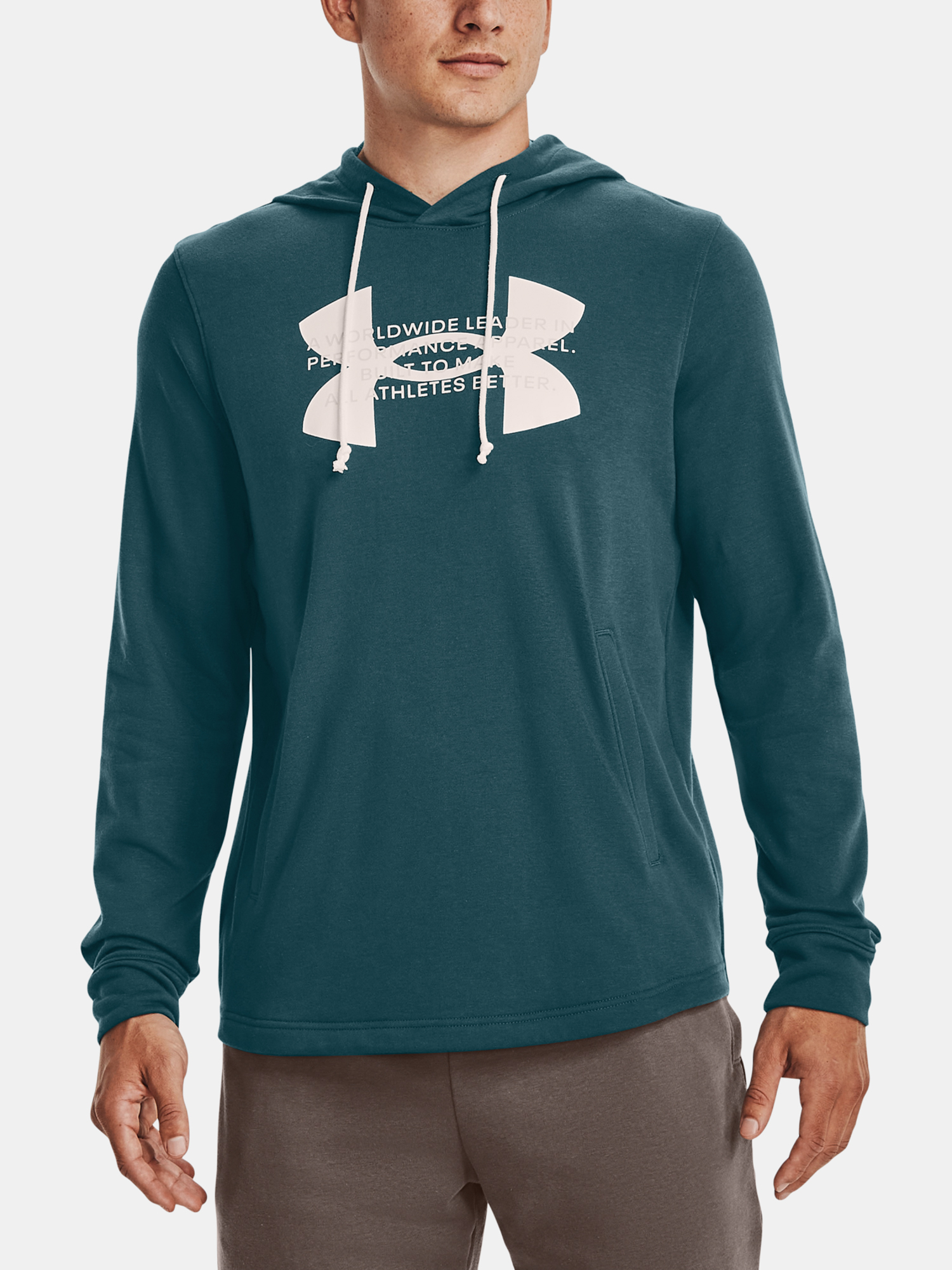 Under Armour Sweatshirt UA Rival Terry Logo Hoodie-GRN - Mens