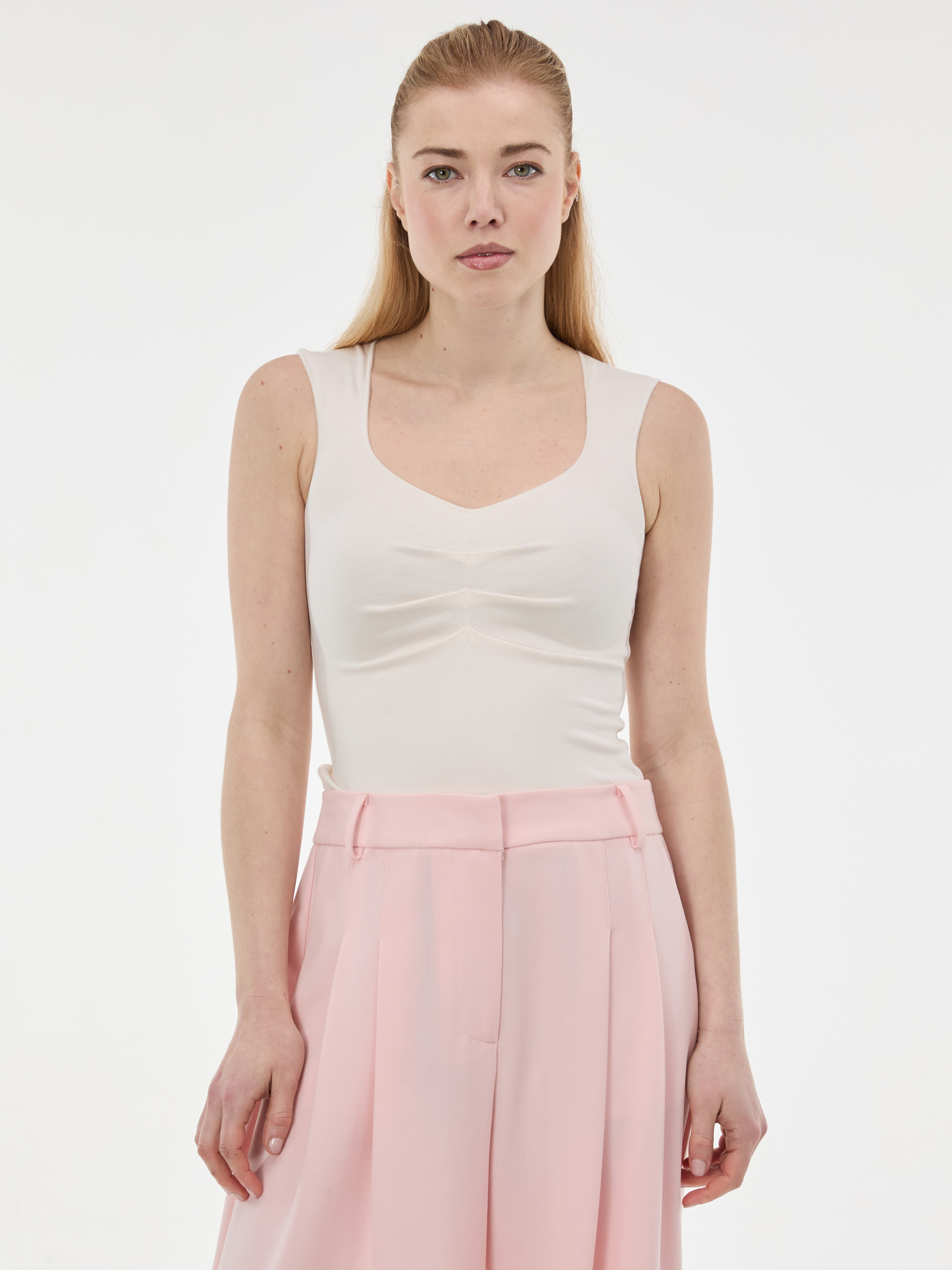 Krémové dámske tielko s plisovaním ORSAY