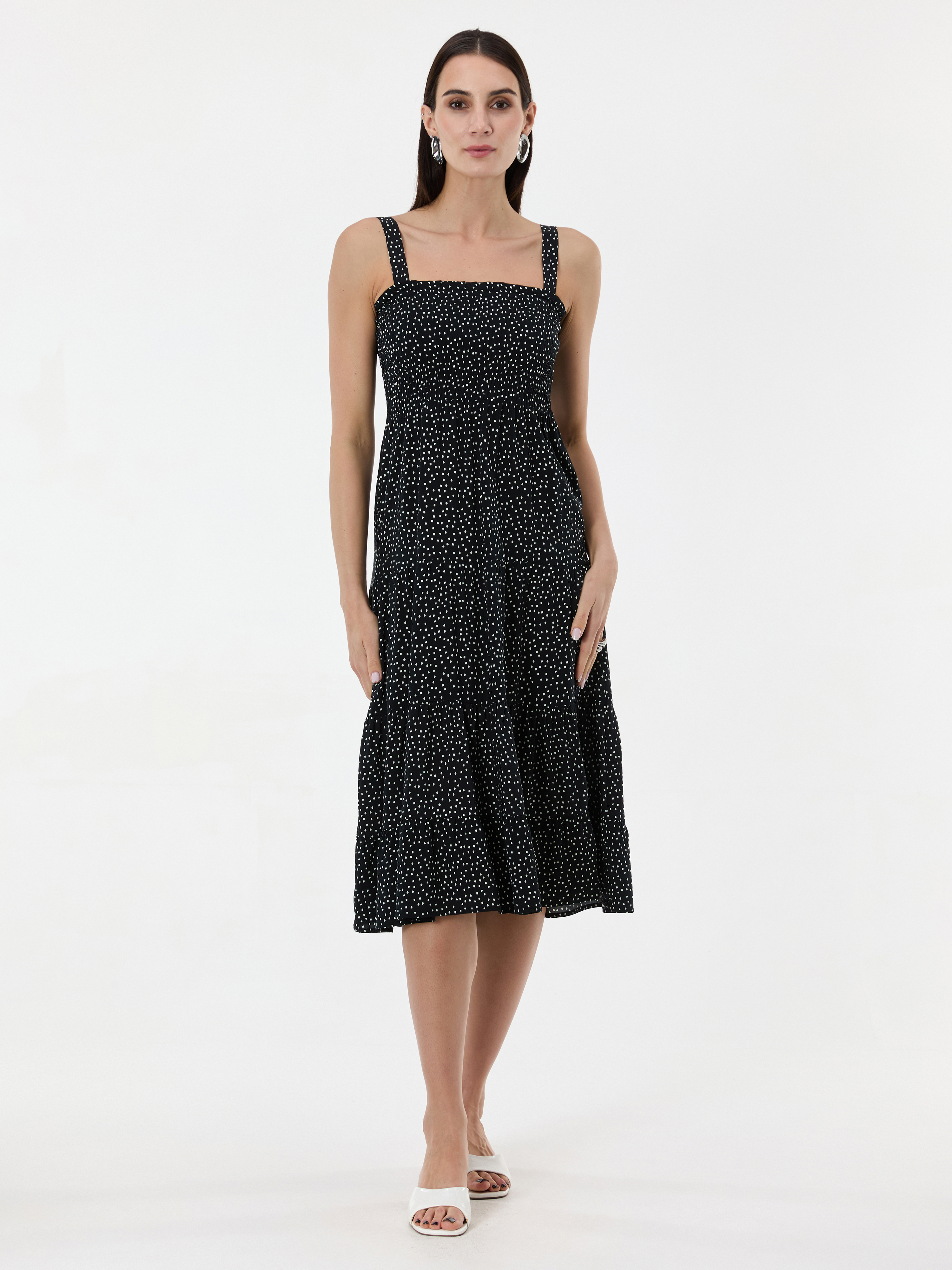 Черна миди рокля на точки ORSAY