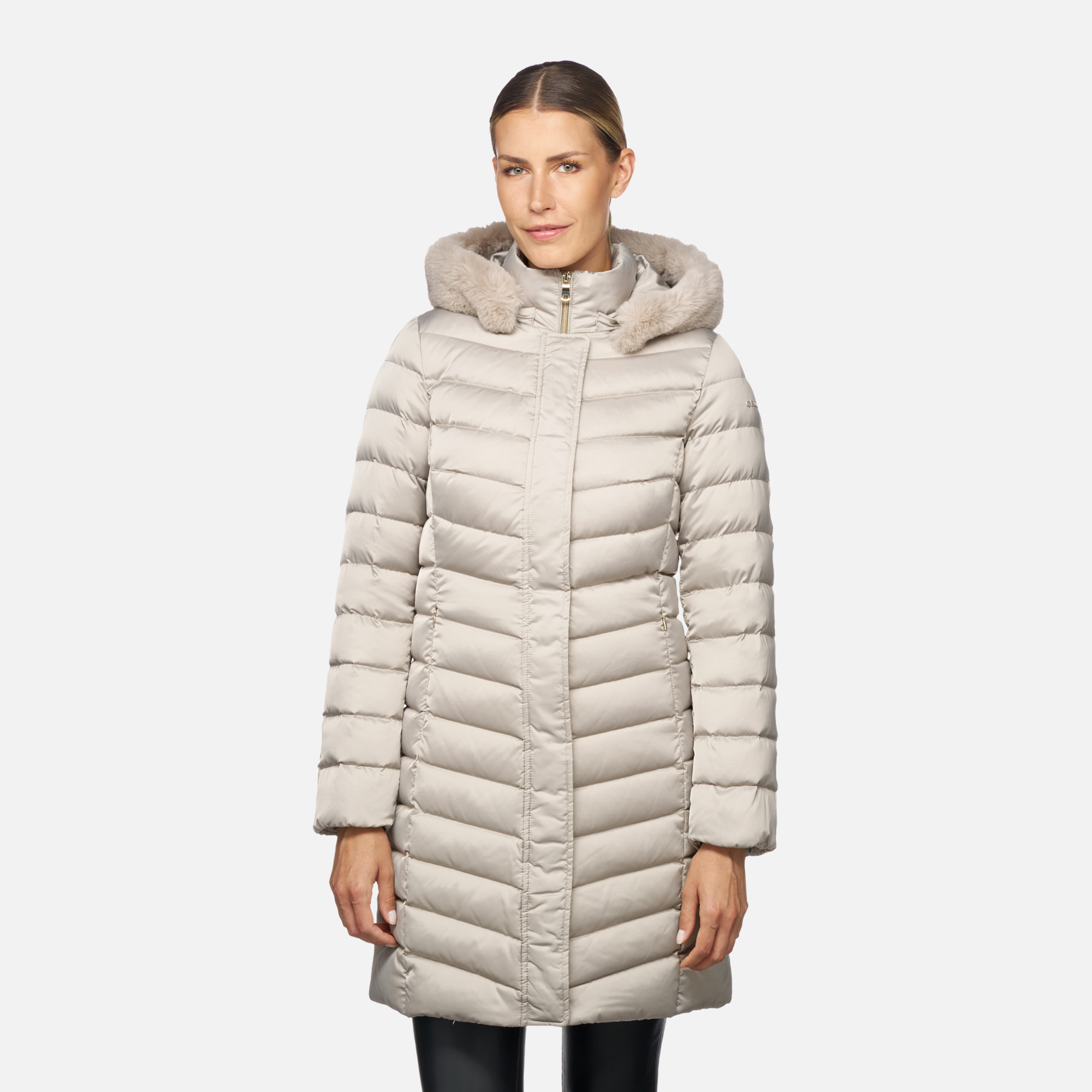 Beige women's down jacket Geox Bettanie - Women's