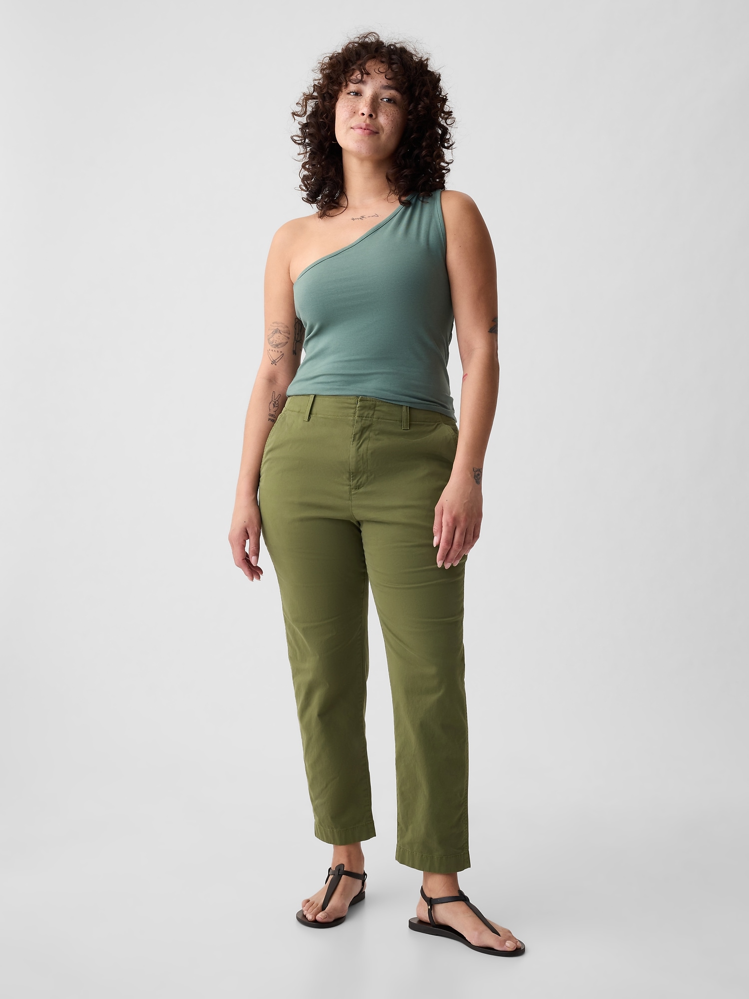 Pantaloni chino pentru femei GAP - verde