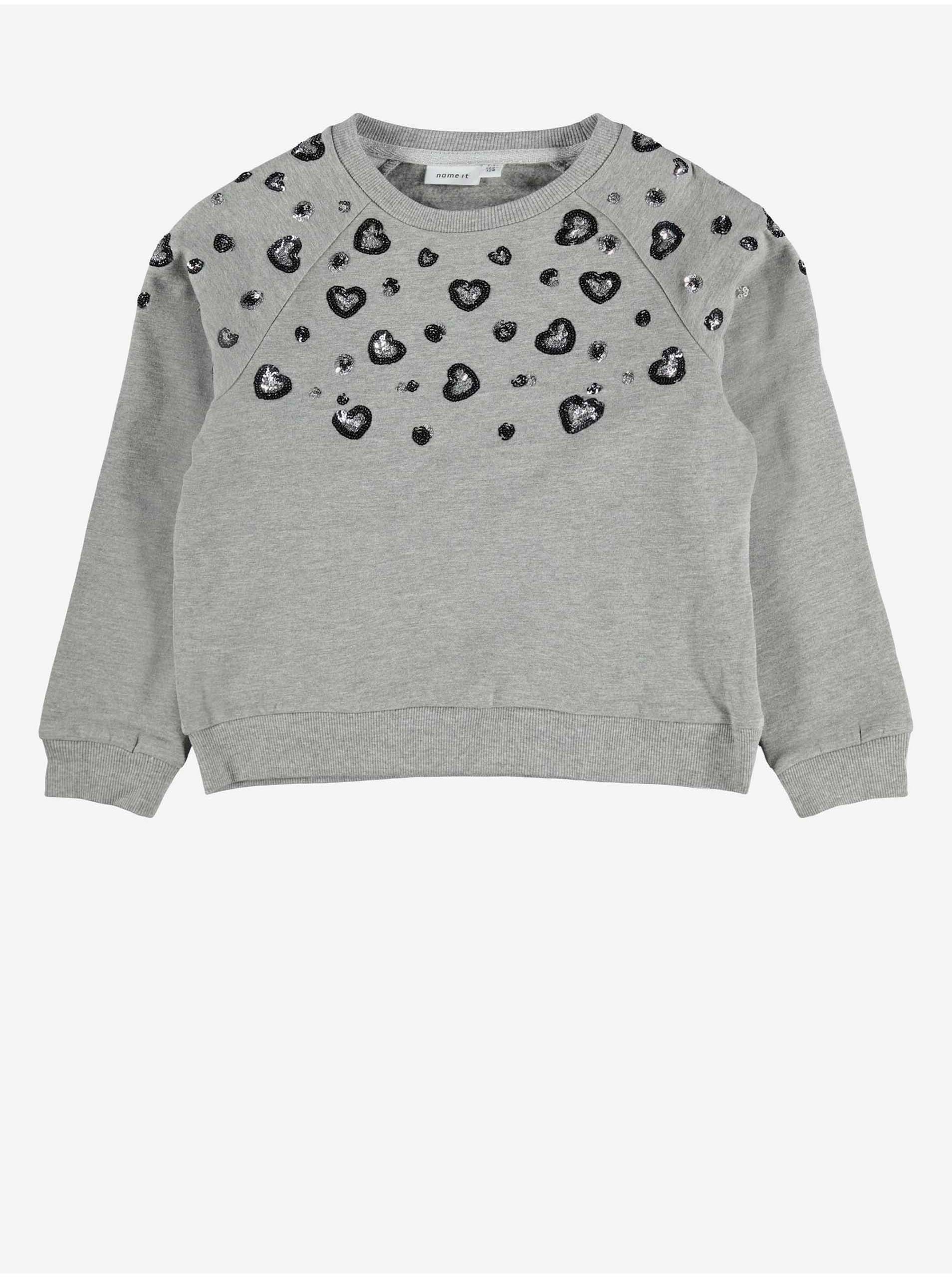 Šedá holčičí mikina se zdobením name it Negis - unisex