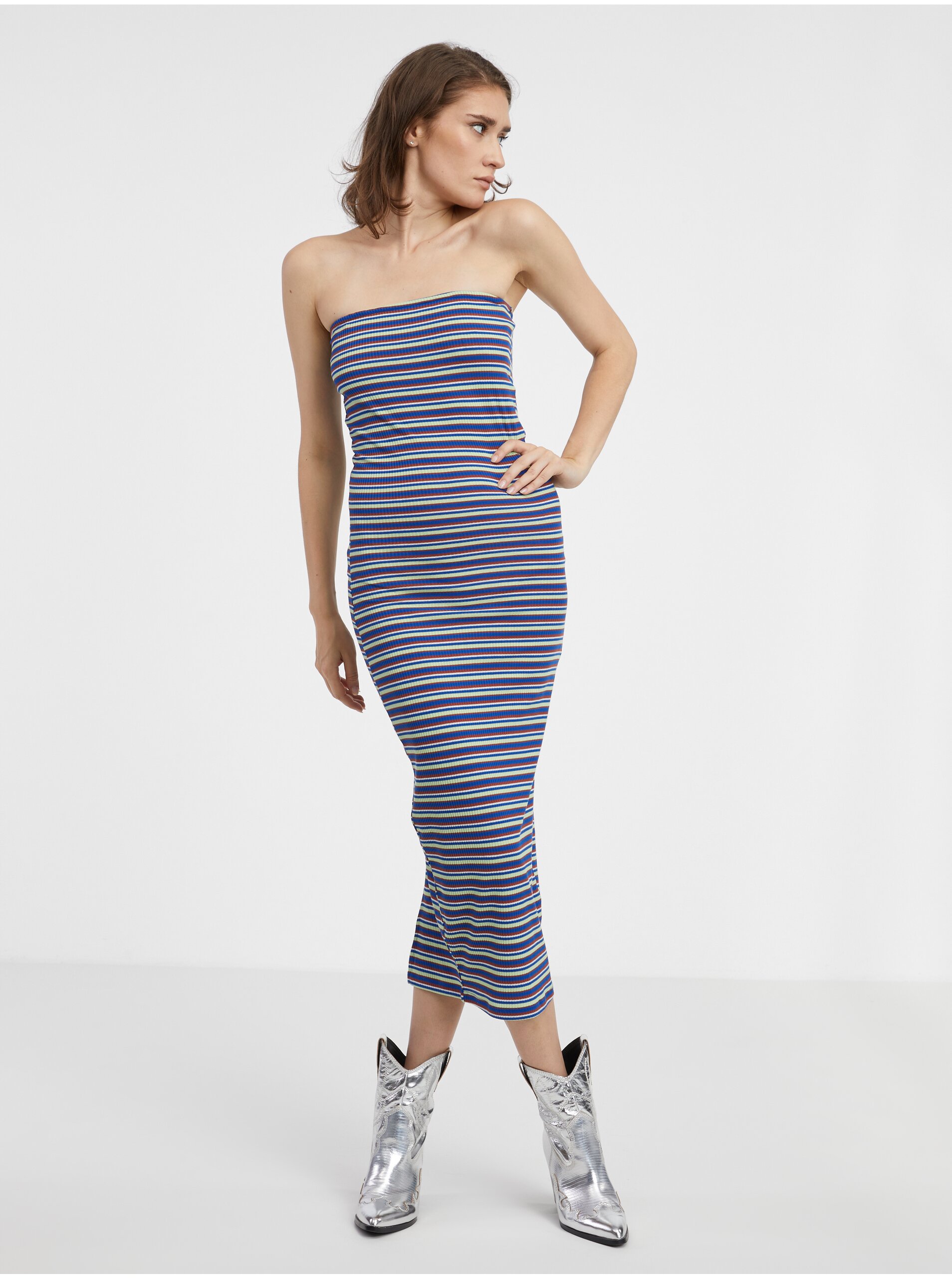 Navy Blue Women's Striped Sheath Maxi Dress Pieces Lippa - Women's