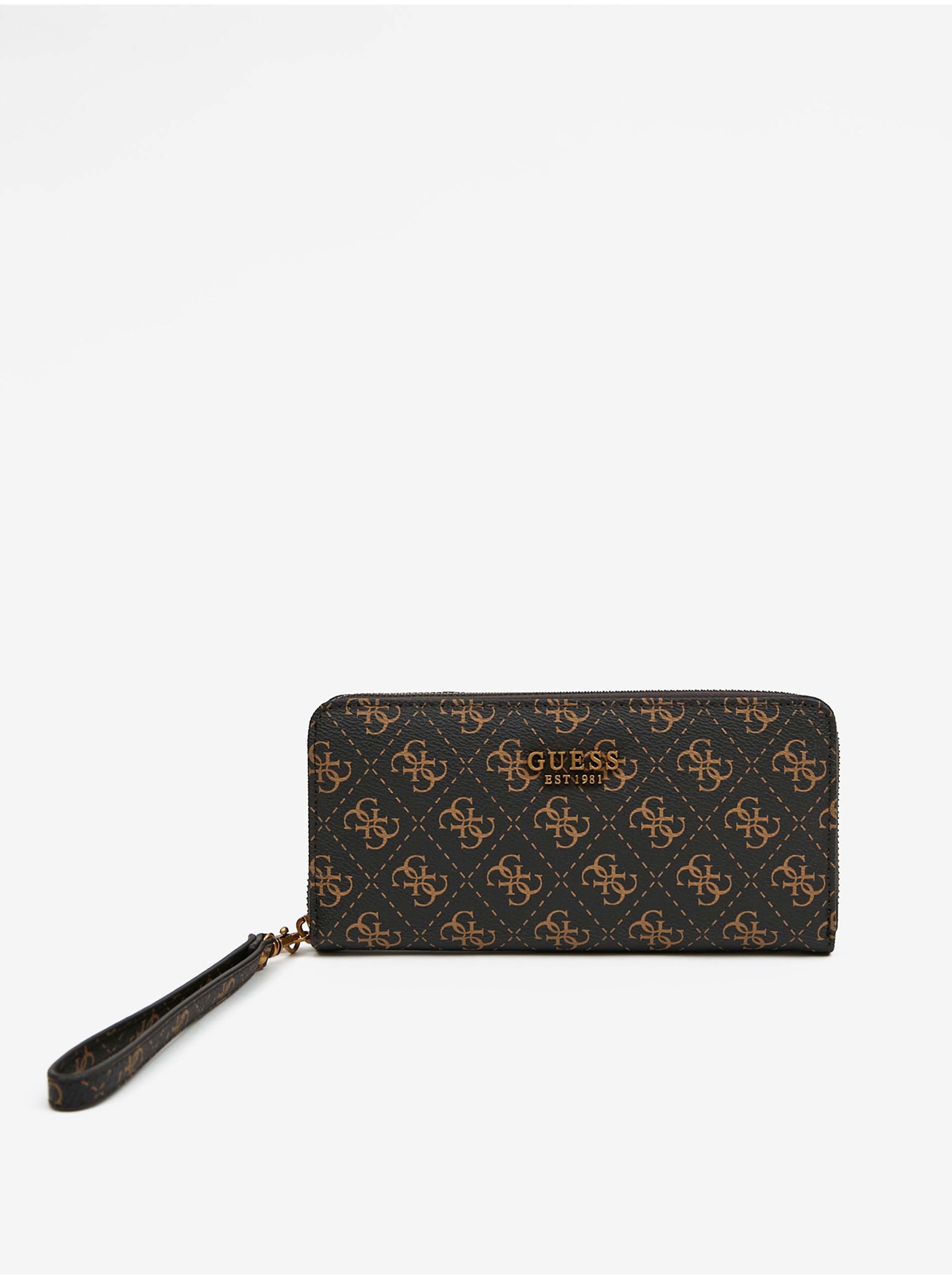 Dark brown women's patterned wallet Guess Zed Large - Women